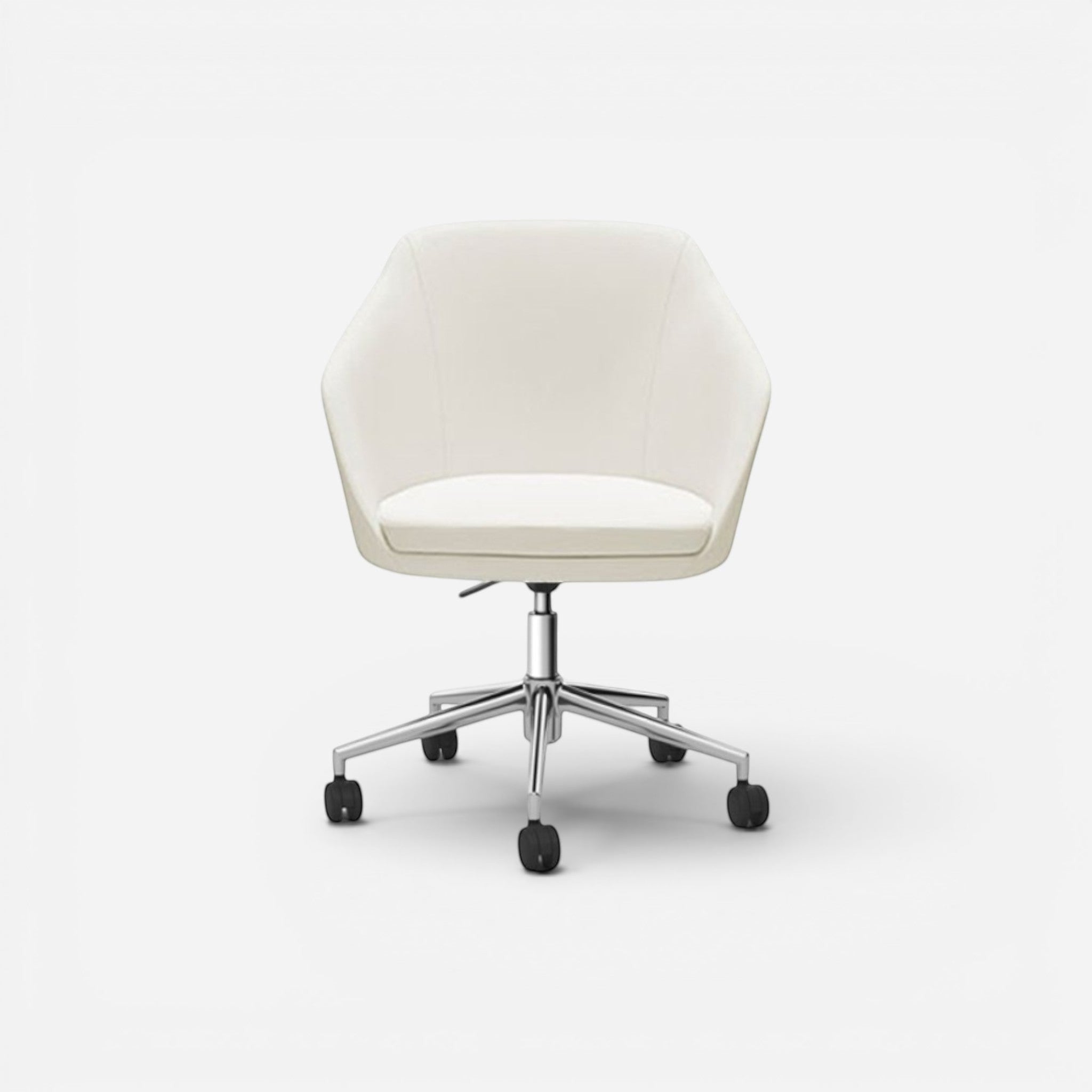 Addo Shop Easy office chair in cream faux leather with CR aluminum base and casters. Height adjustable.