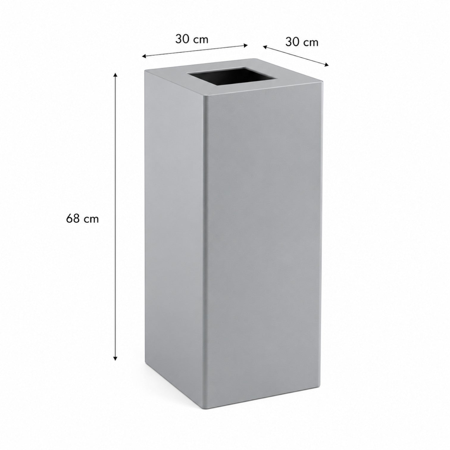 Addo Shop Riciclo 60L grey rectangular recycling bin with dimensions 30x30x68cm for modern waste management.
