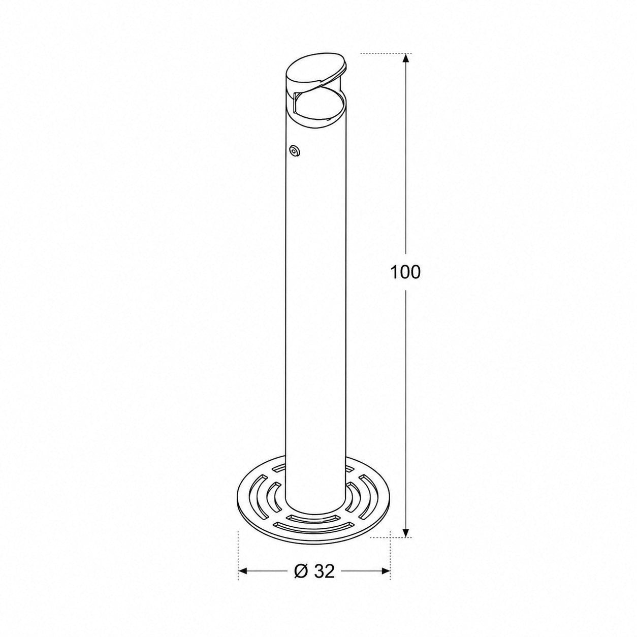 Addo Shop Externo outdoor ashtray, cylindrical with a circular base and a top slot for cigarette disposal.