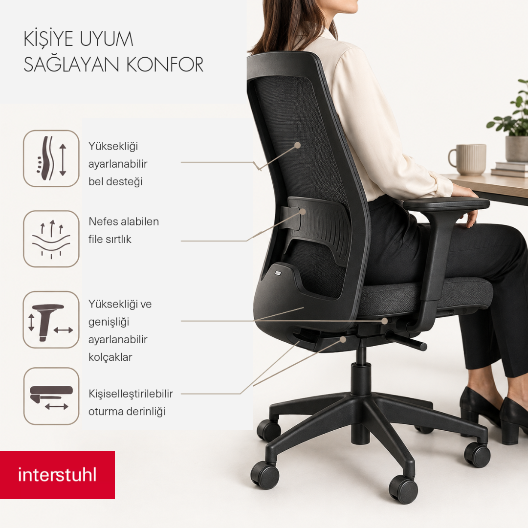 Every Çalışma Koltuğu – Başlıklı – Beyaz Gövde