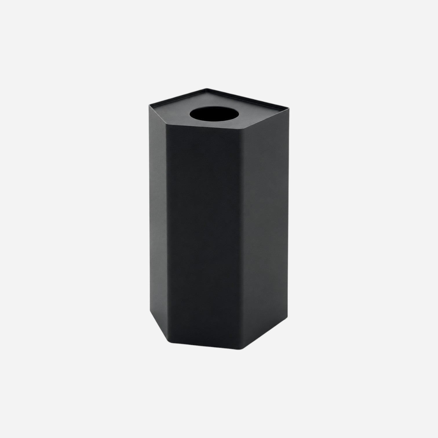 Addo Shop Caimi Binz 70L matte black hexagonal recycling bin for office or public spaces.