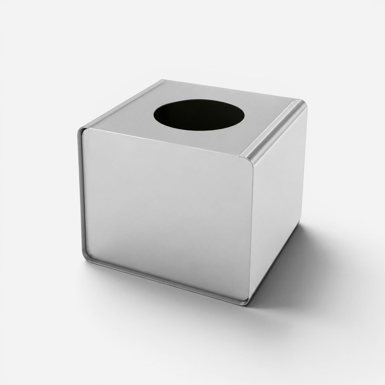 Caimi Prisma square metal recycling bin in silver for Addo Shop, suitable for office or public space use.