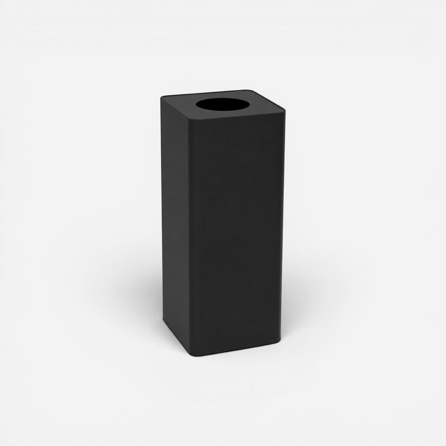 Addo Shop Centolitri 100L matte black rectangular recycling bin with a circular top opening for waste disposal.