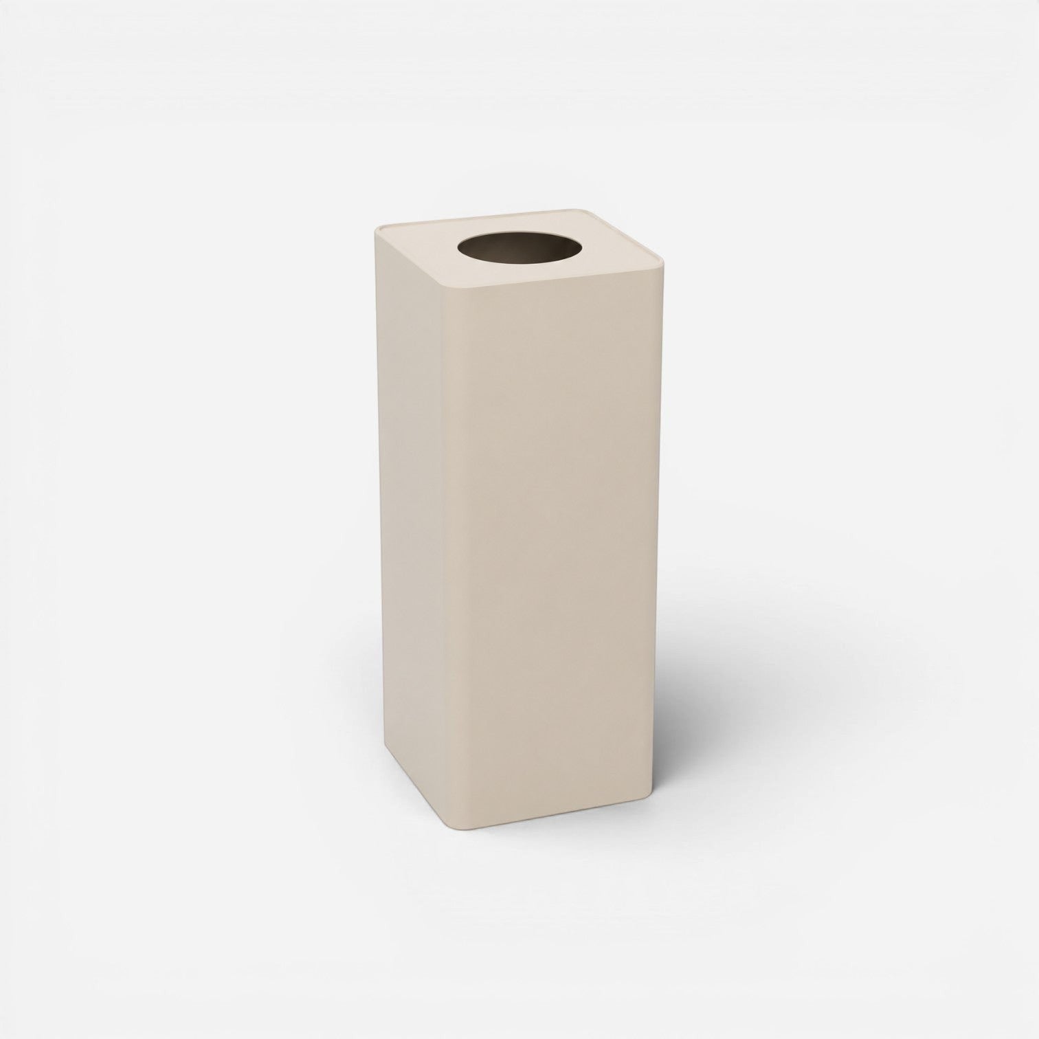 Addo Shop Centolitri 100L tall beige square recycling bin with a circular top opening for modern office waste disposal.