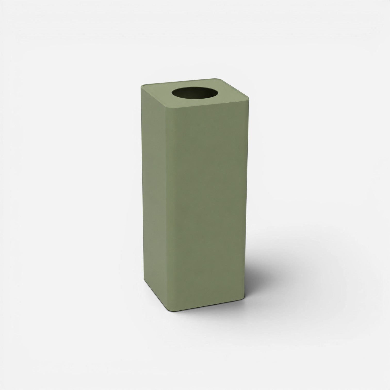 Addo Shop Centolitri 100L sage green rectangular recycling bin with a minimalist design and circular top opening.