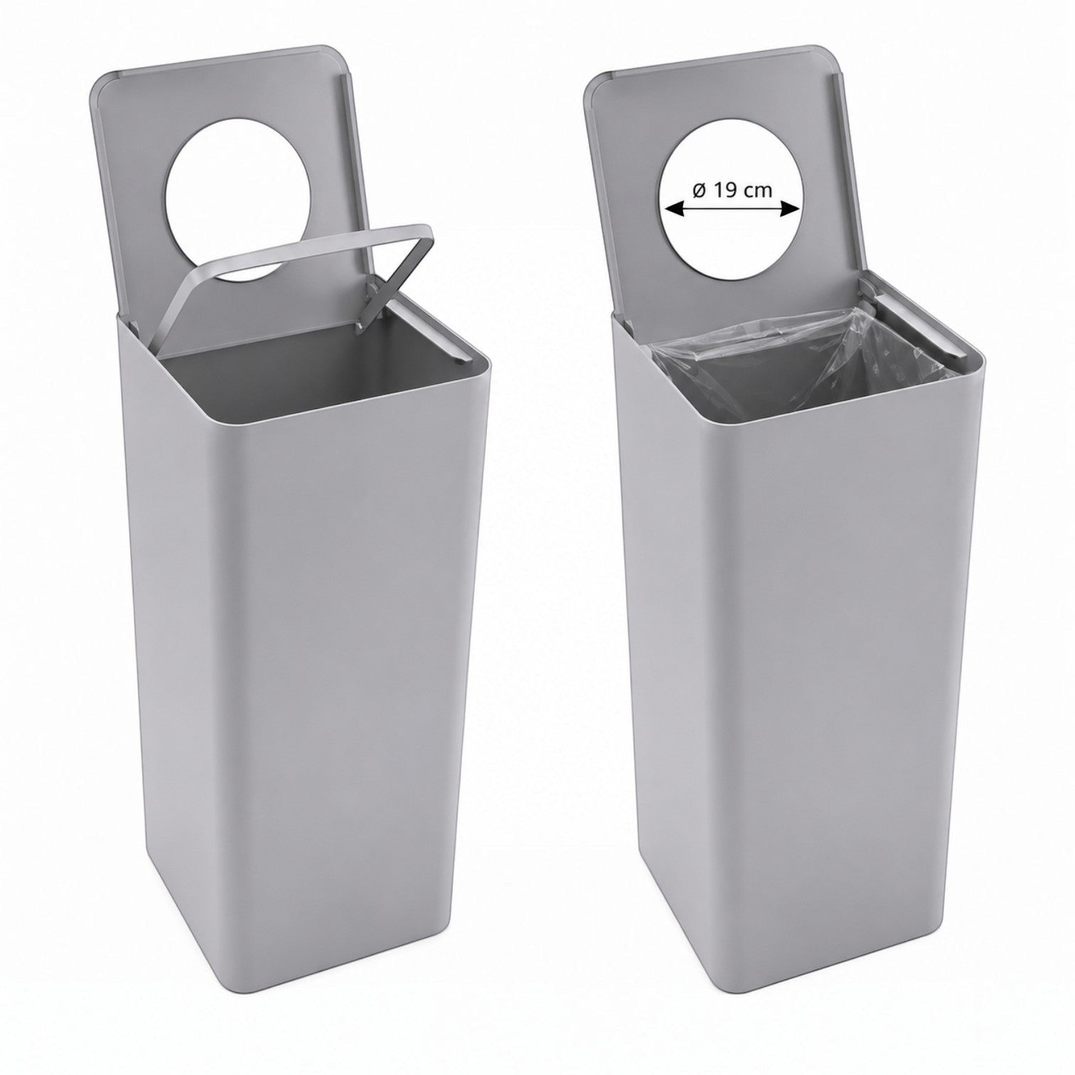 Addo Shop Centolitri 100L grey recycling bin with a circular opening lid and internal bag holder