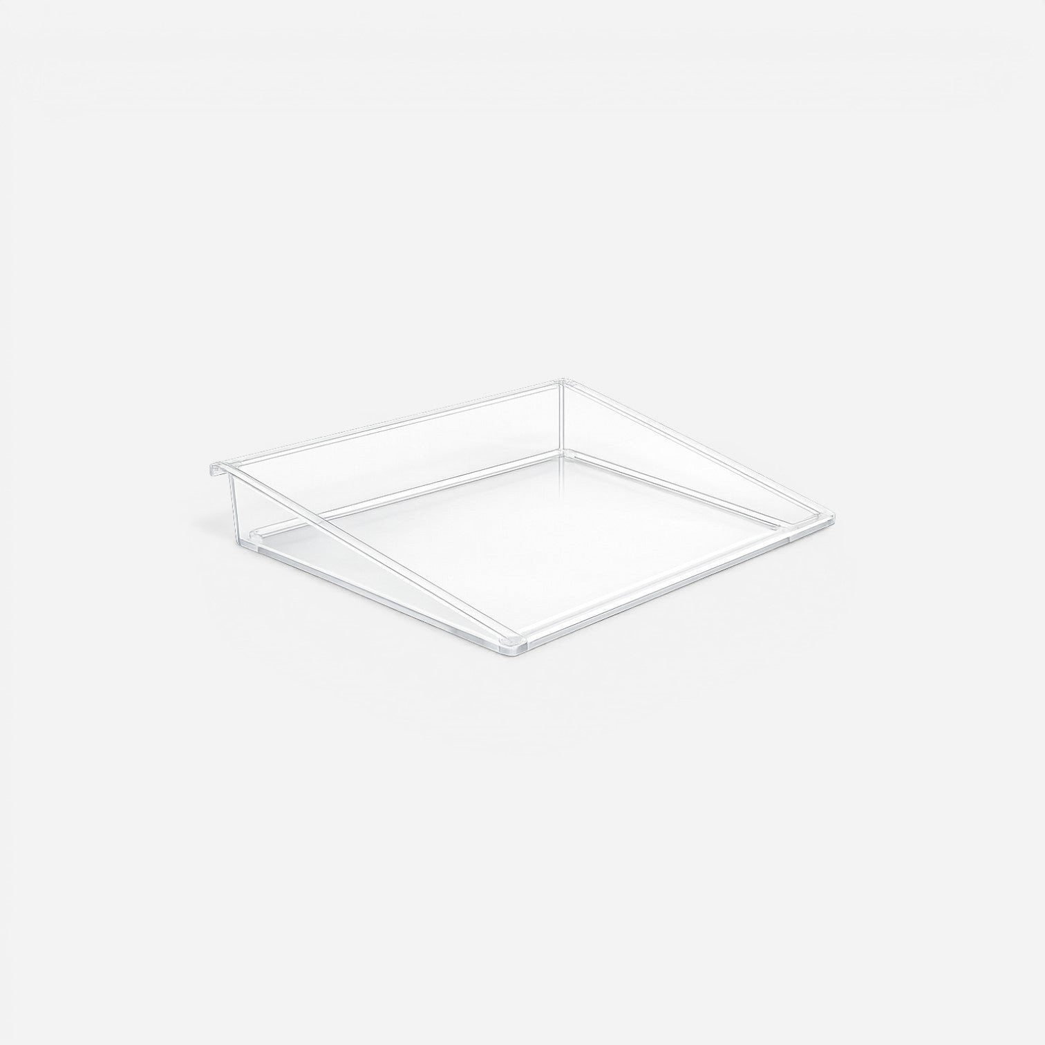 Addo Shop clear acrylic Desk-Up Letter Tray in portrait orientation for organized office desk storage.