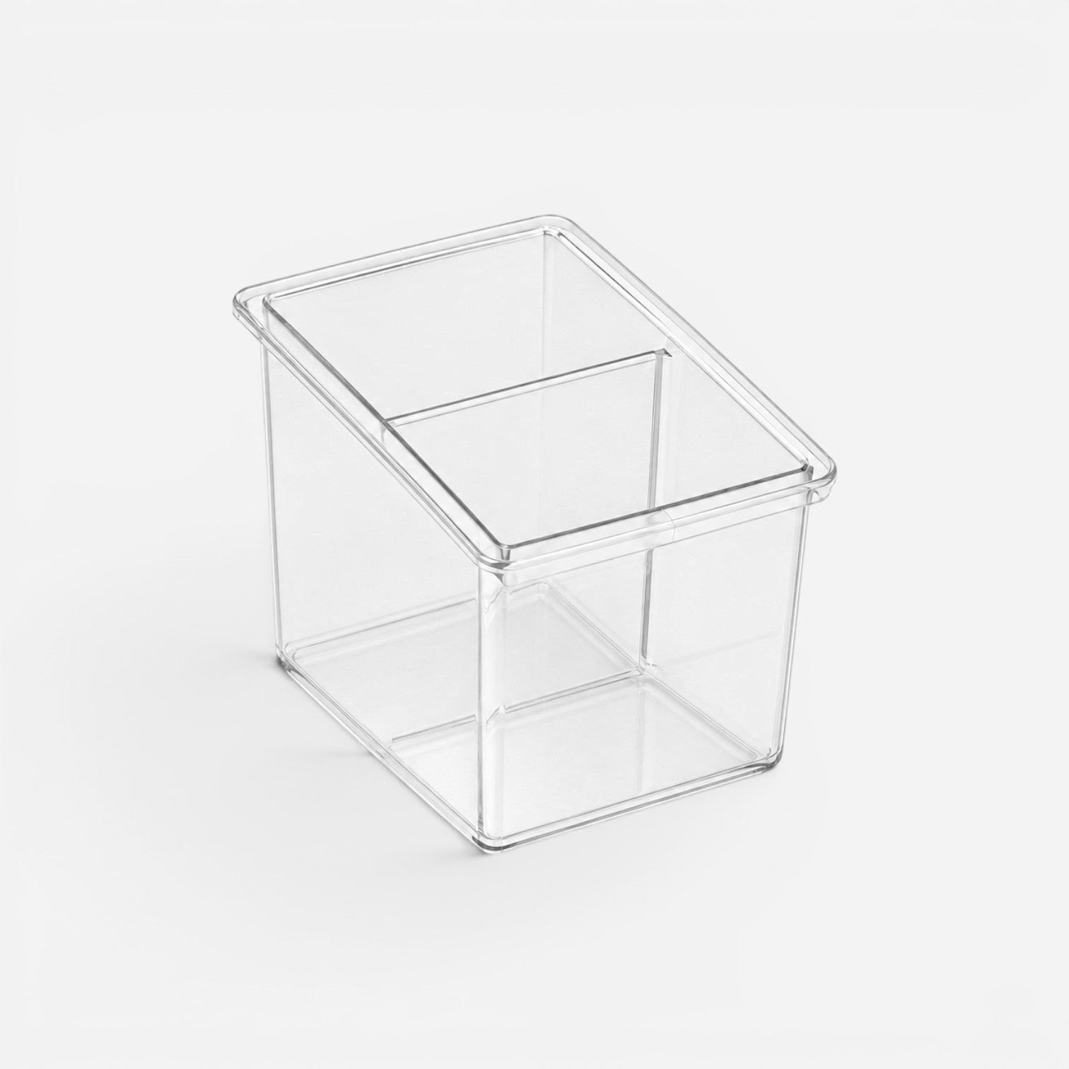 Addo Shop Desk-Up clear acrylic pencil holder with a divided interior for organized desk storage.