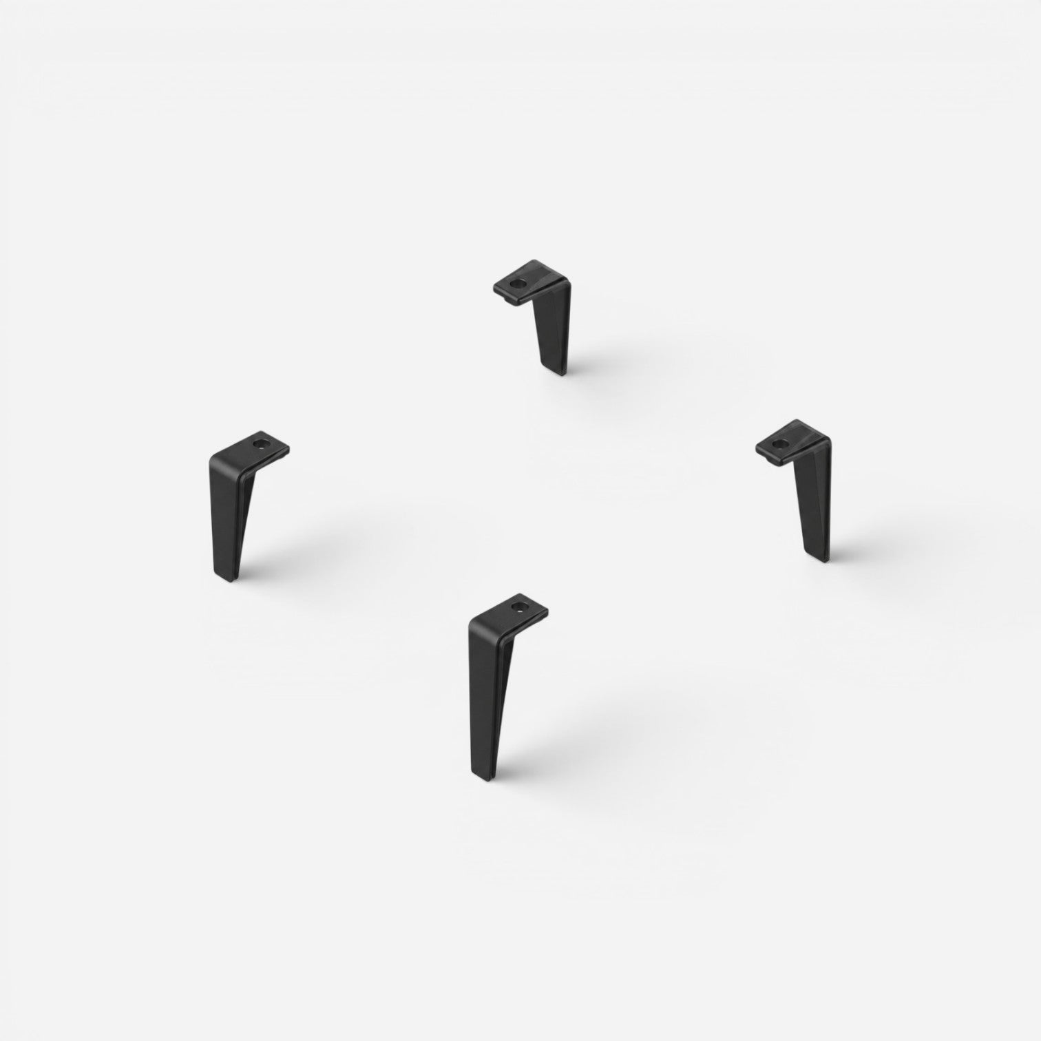 Addo Shop black Desk-Up stacking supports for office organization, featuring durable L-shaped brackets.