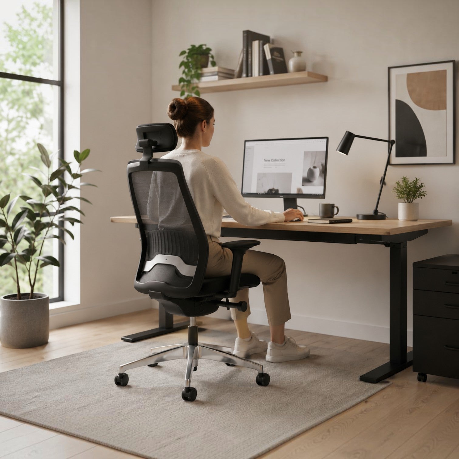 Addo Shop Every ergonomic office chair with black mesh back, adjustable headrest, and polished aluminum base.