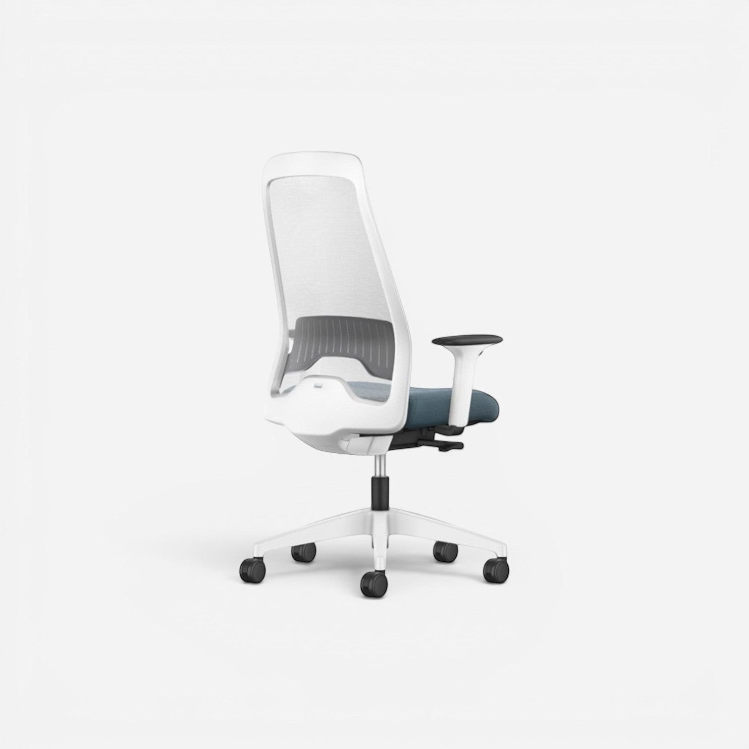 Addo Shop Every ergonomic office chair with white mesh back, blue seat, and adjustable arms.