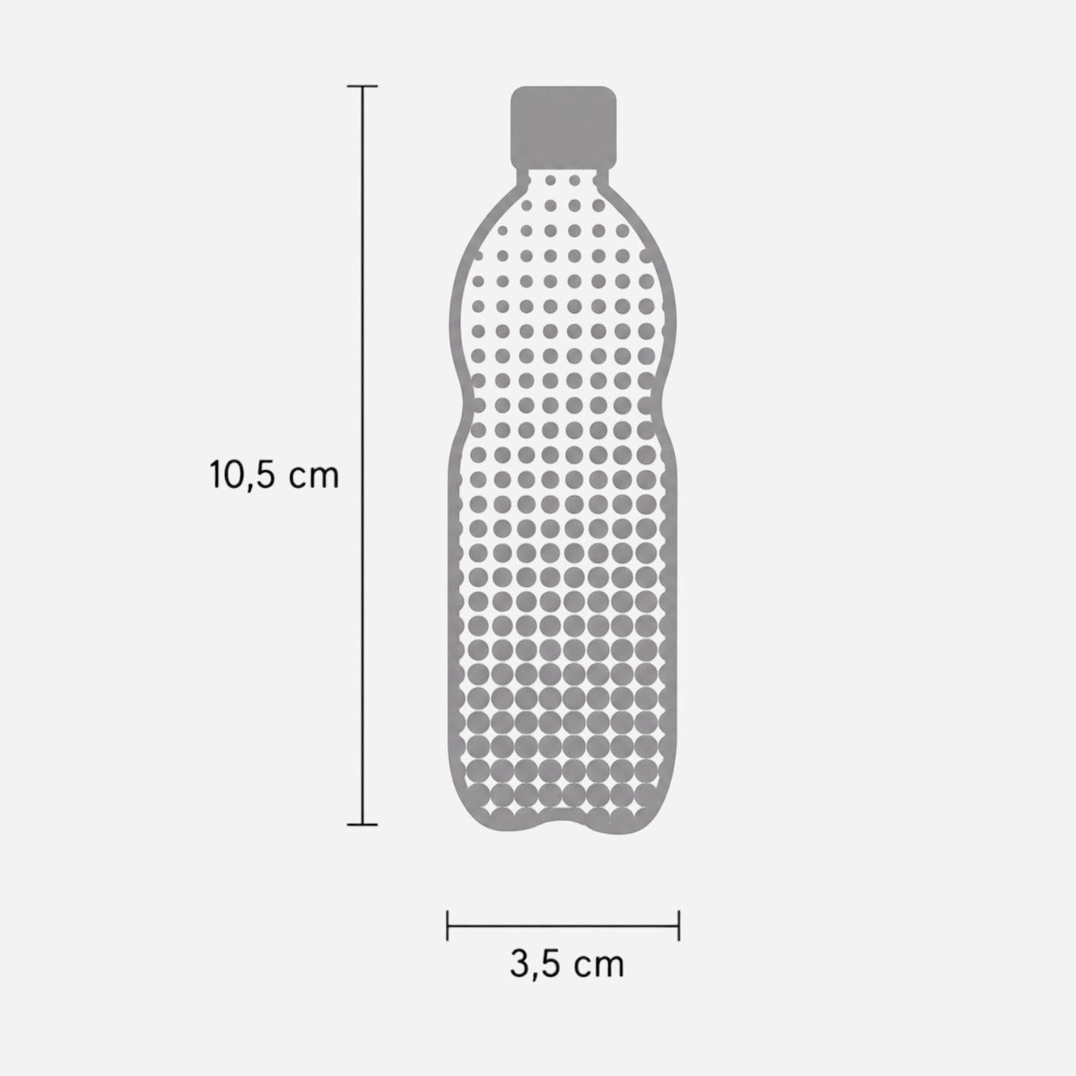 Addo Shop Graphics Label Set featuring a grey dotted bottle silhouette with 10.5cm height and 3.5cm width dimensions.