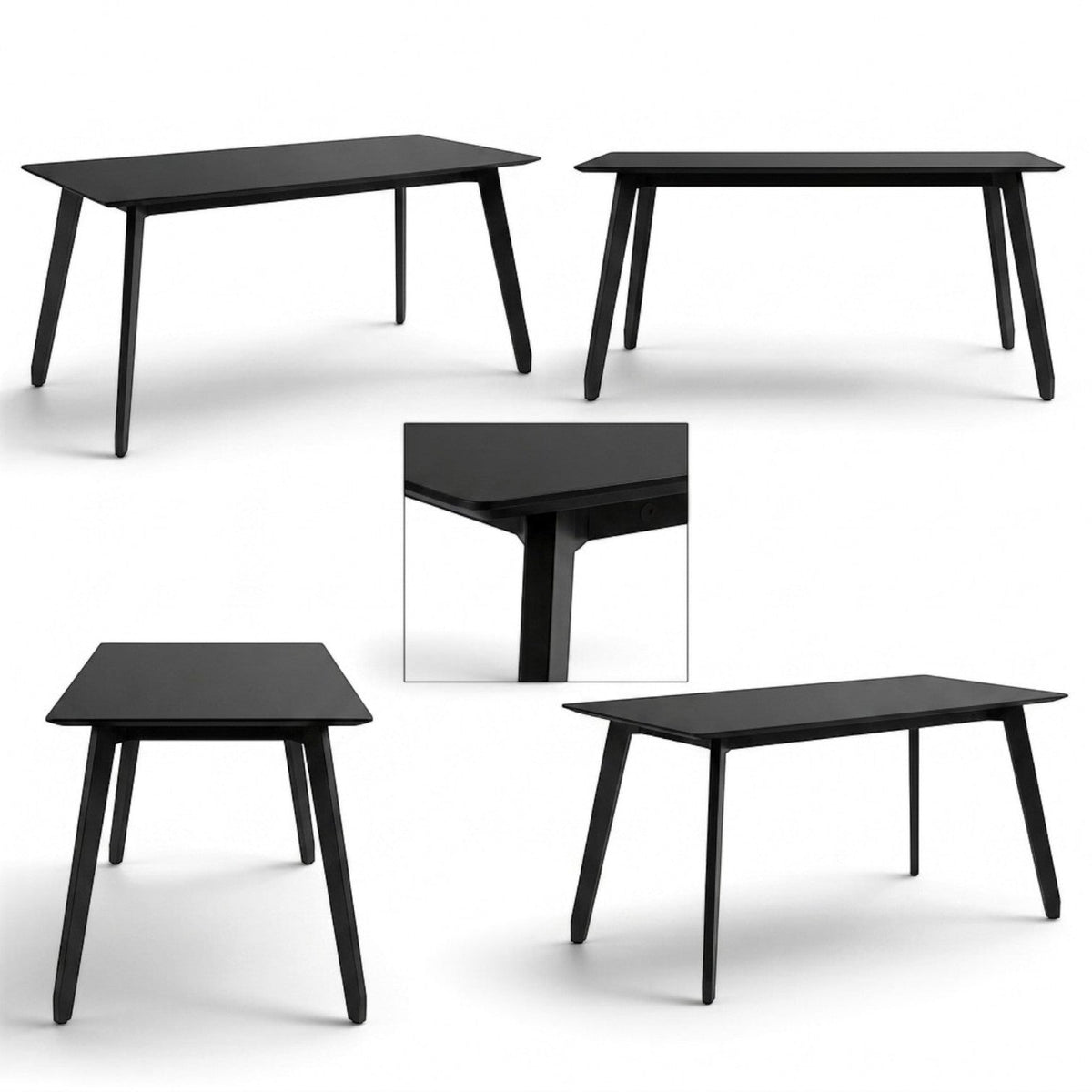 Addo Shop HUB W black minimalist office desk with tapered legs and a sleek rectangular tabletop