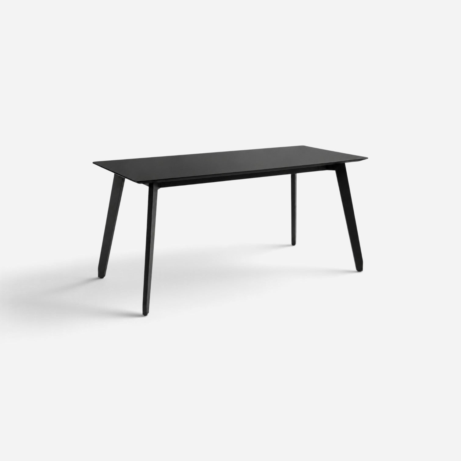 Addo Shop HUB W minimalist black rectangular office desk with sleek tapered legs on a white background