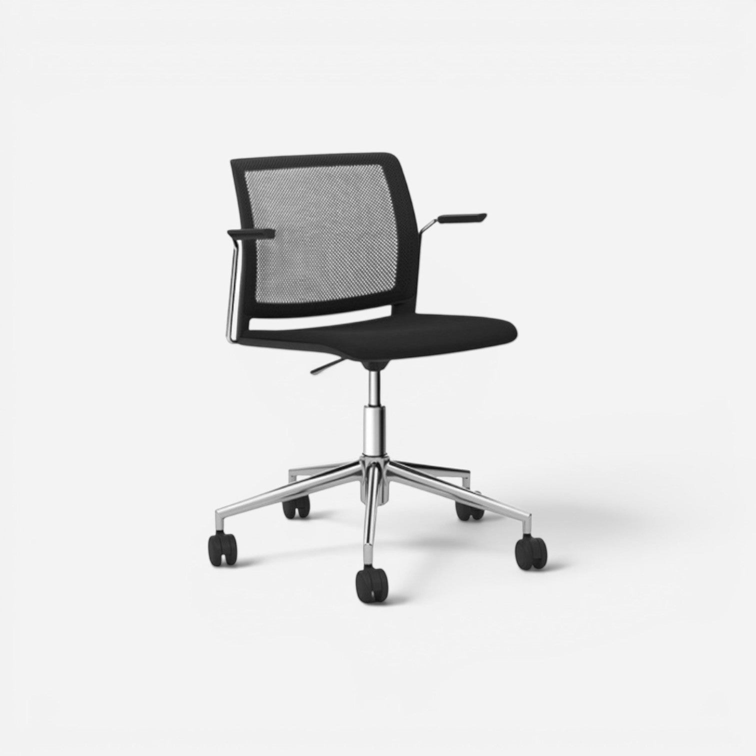 Addo Shop Incontro black mesh back office chair with aluminum base and wheels