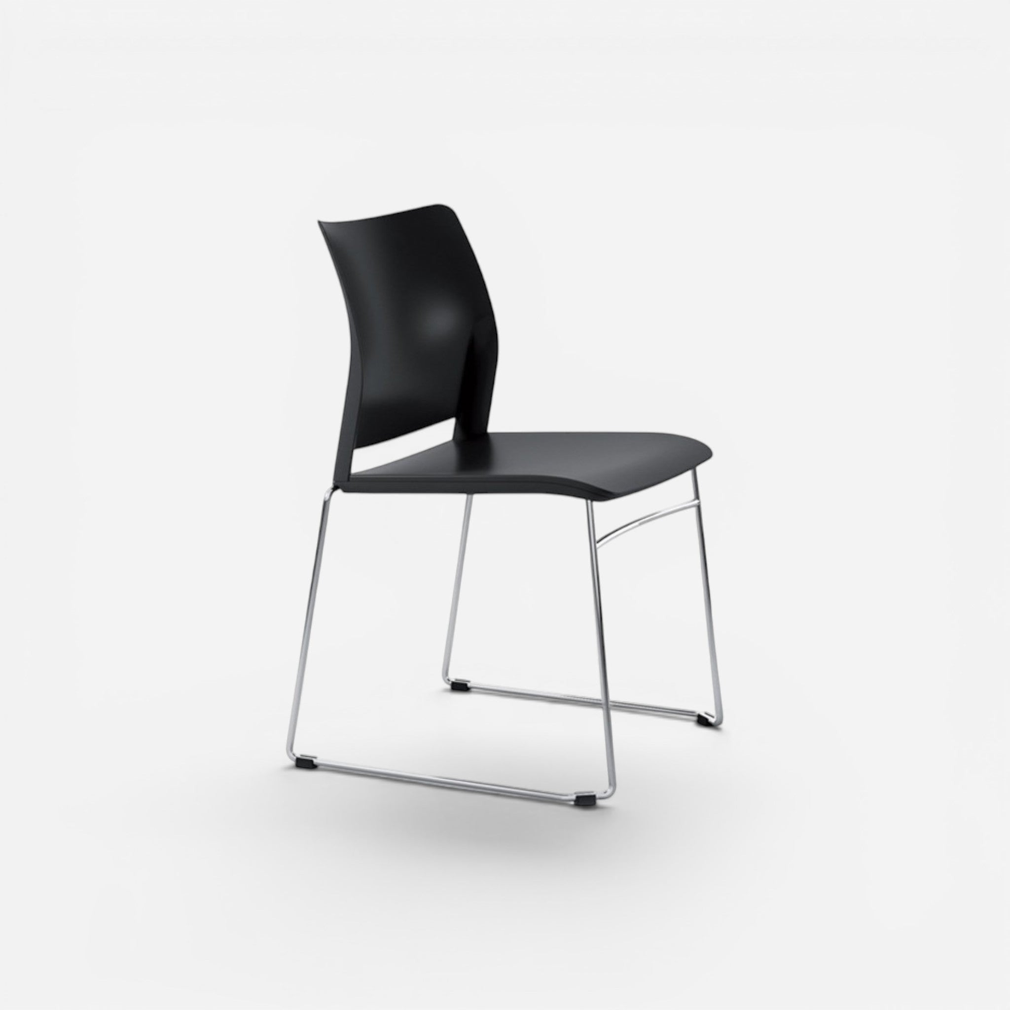 Addo Shop Incontro black plastic chair with chrome sled base, modern design for office or home.
