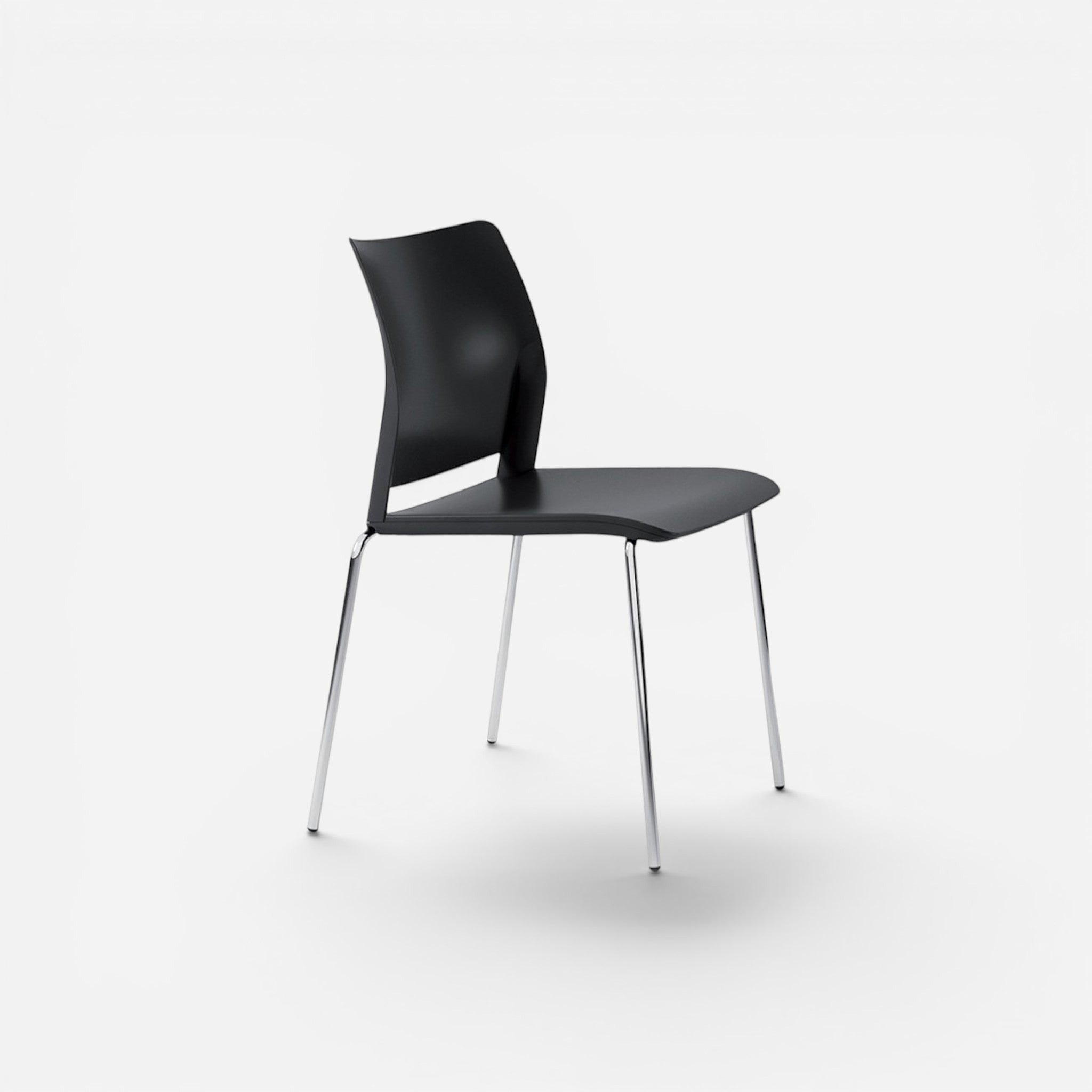 Addo Shop Incontro black plastic chair with chrome legs, modern design for office or home.