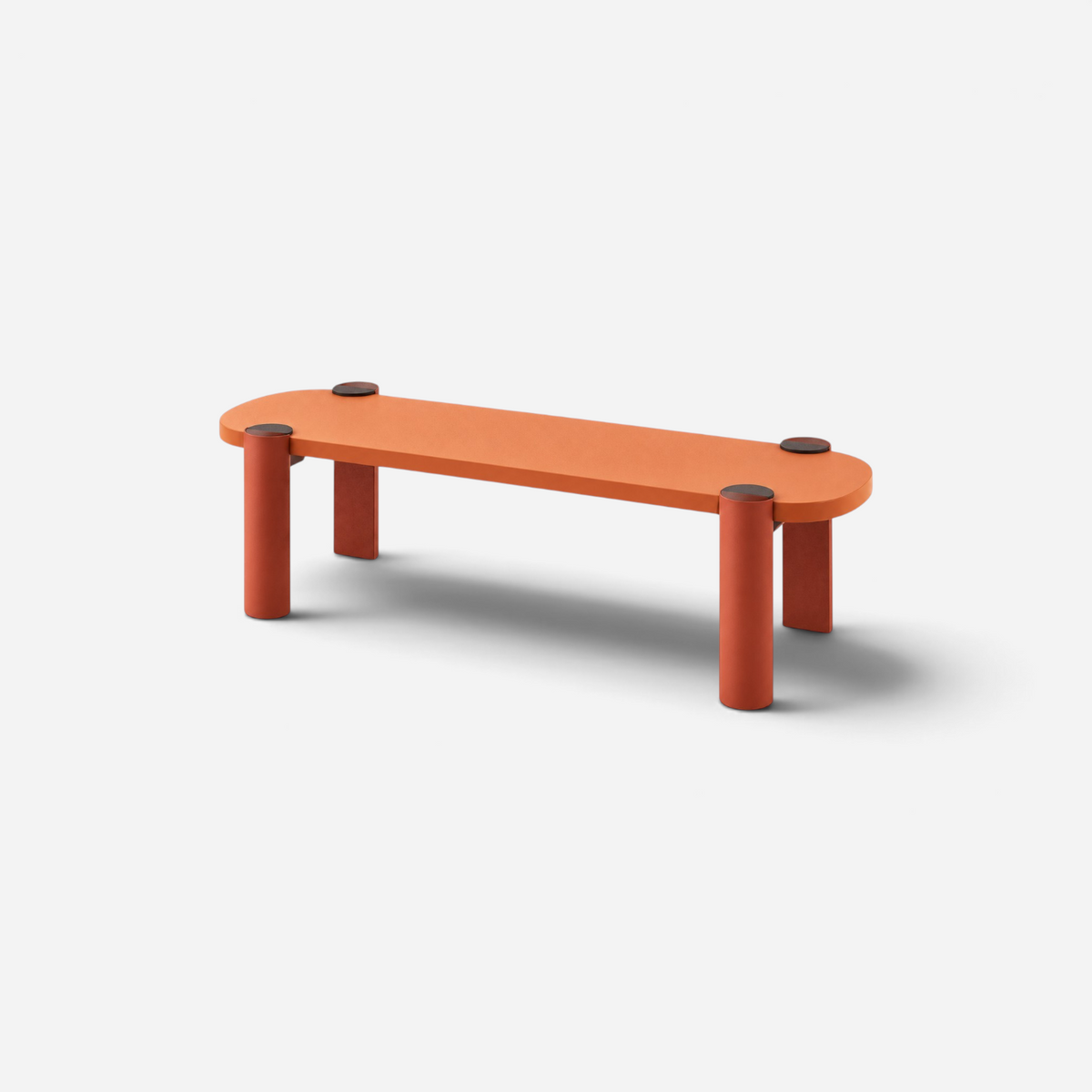 Addo Shop Kidzdesk01 bank featuring a vibrant orange oval seat supported by sturdy cylindrical red legs