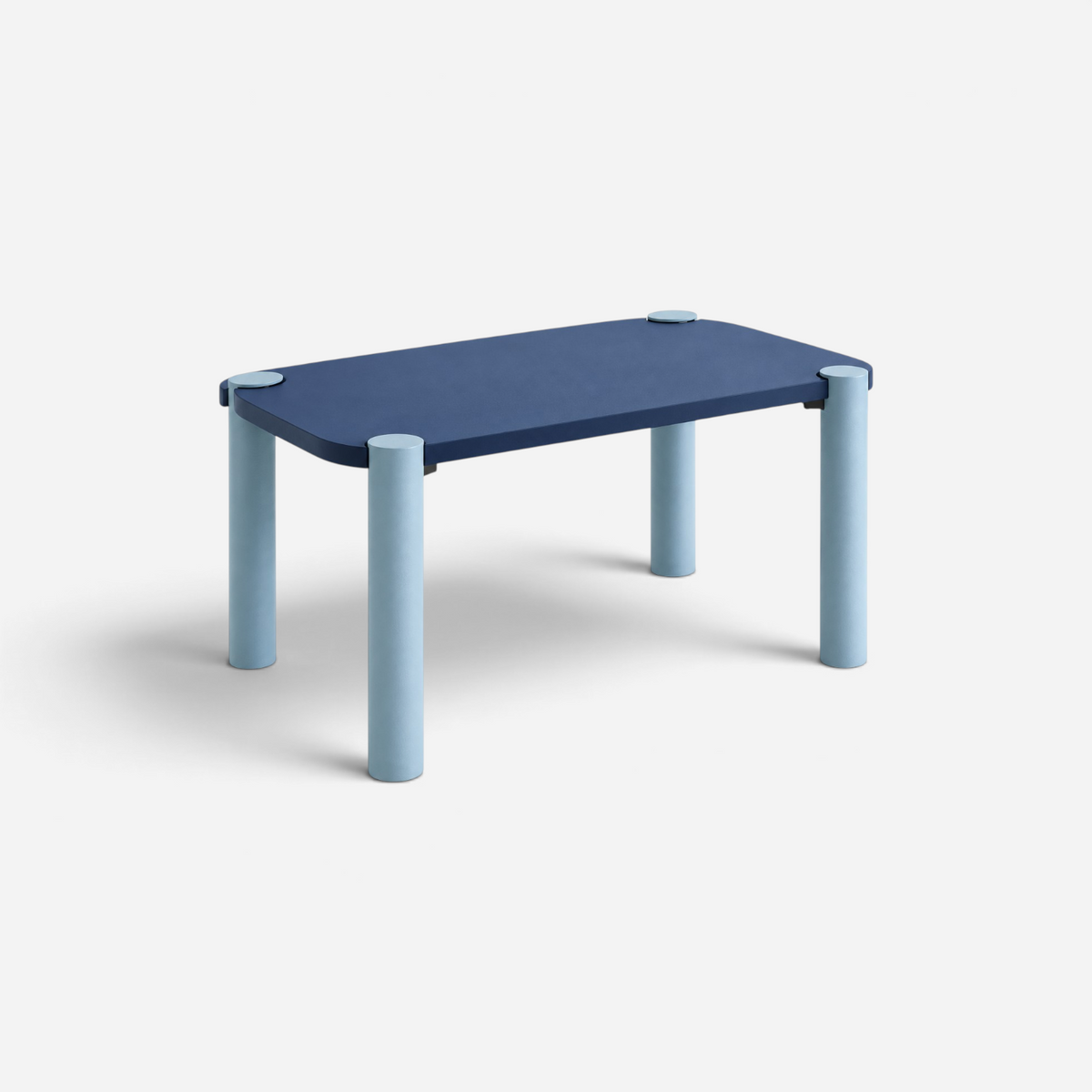 Addo Shop Kidzdesk01 rectangular children's table with a dark blue top and light blue cylindrical legs