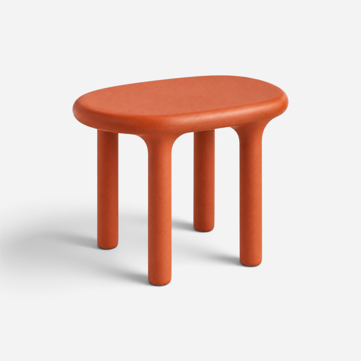 Addo Shop Kidzdesk01 Tabure, a modern minimalist orange stool with a smooth oval seat and four sturdy rounded legs.