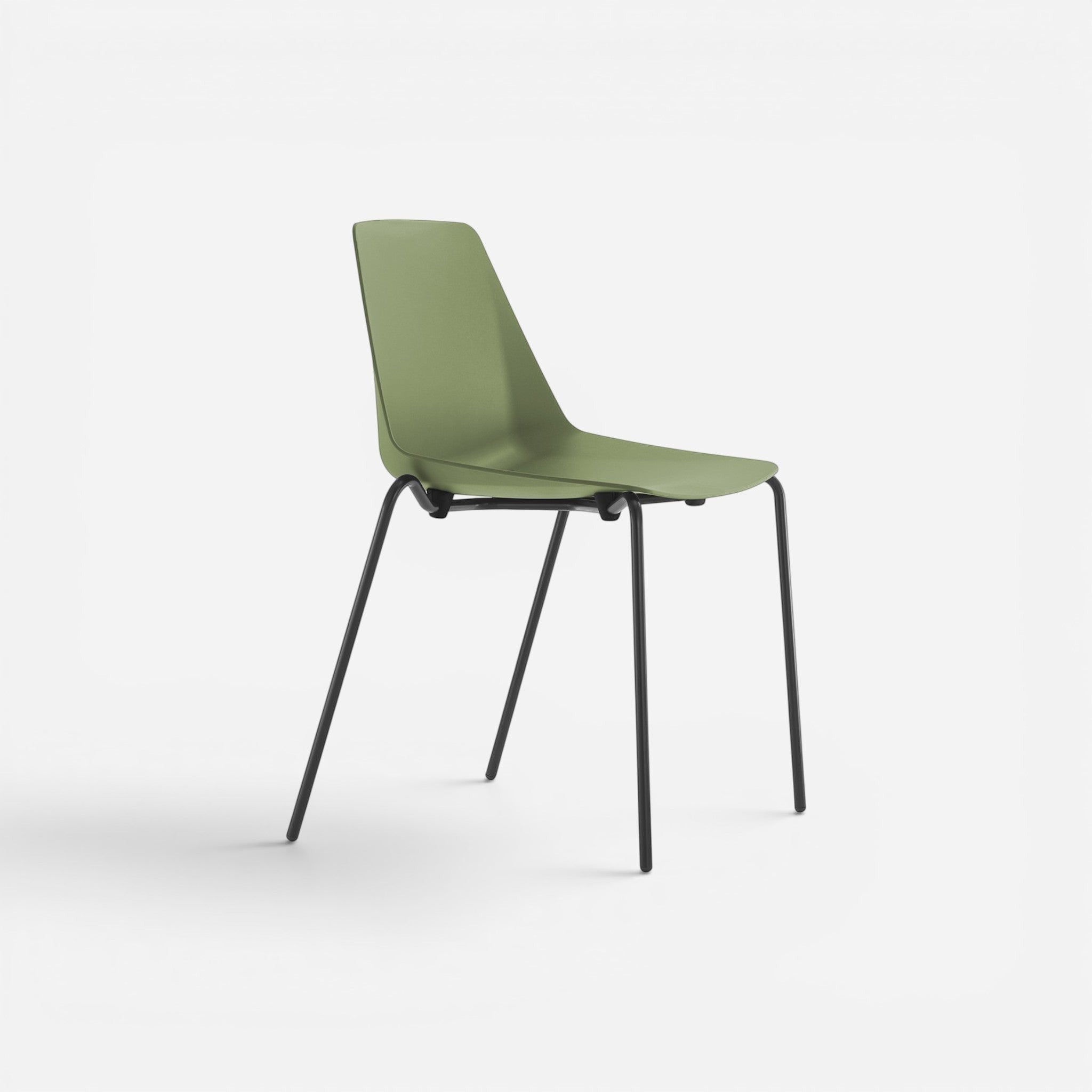 Addo Shop Marvin modern cafe chair with sage green plastic seat and black metal legs