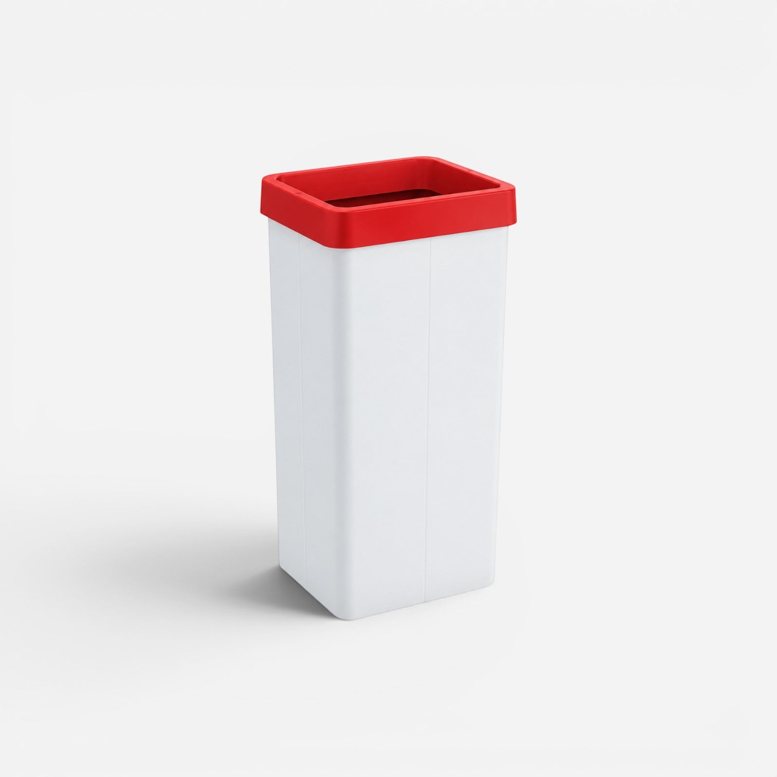 Addo Shop 70L Maxi recycling bin in white with a red rim, featuring a durable rectangular plastic design.