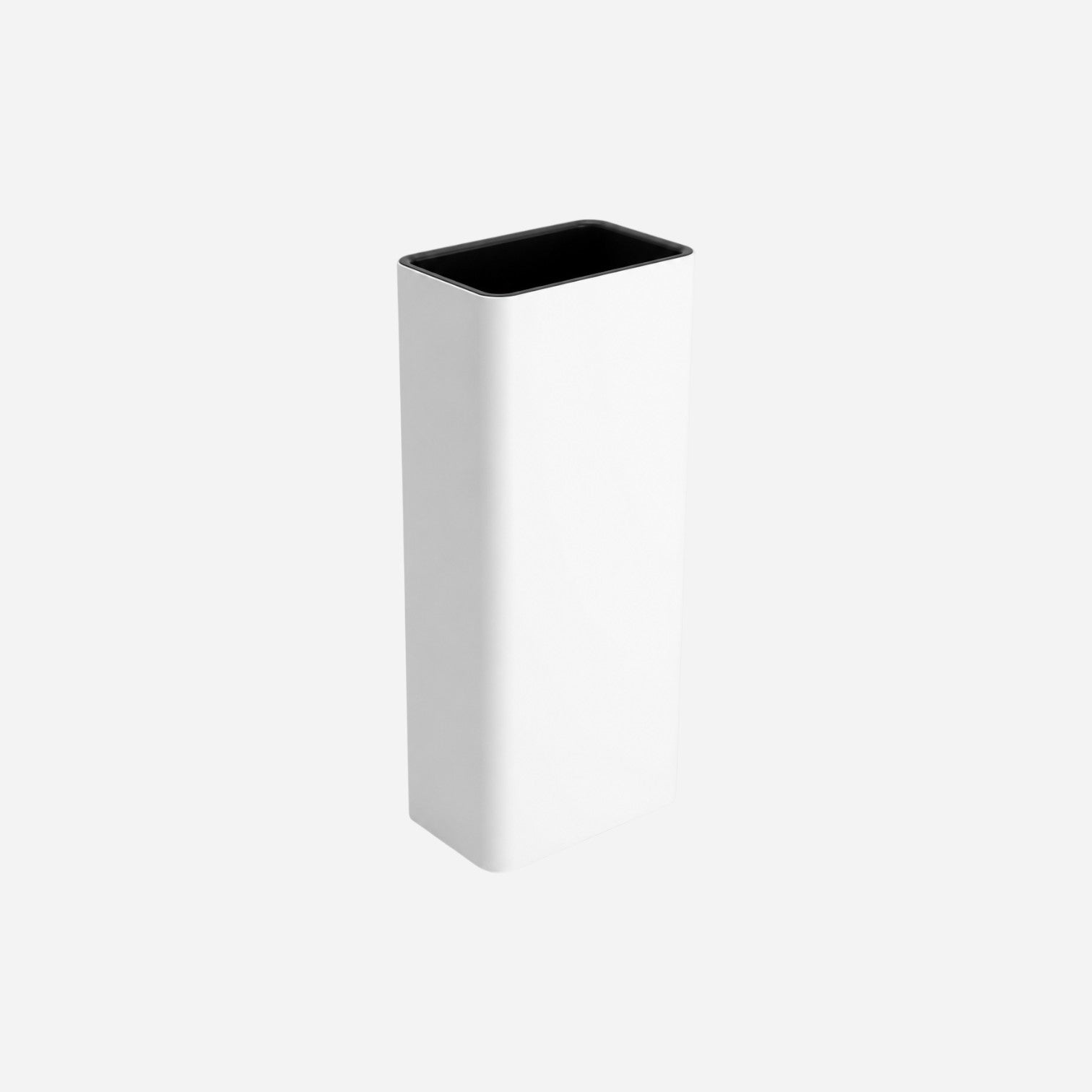Addo Shop MAXI tall rectangular white floor planter with a sleek modern design and black interior rim.