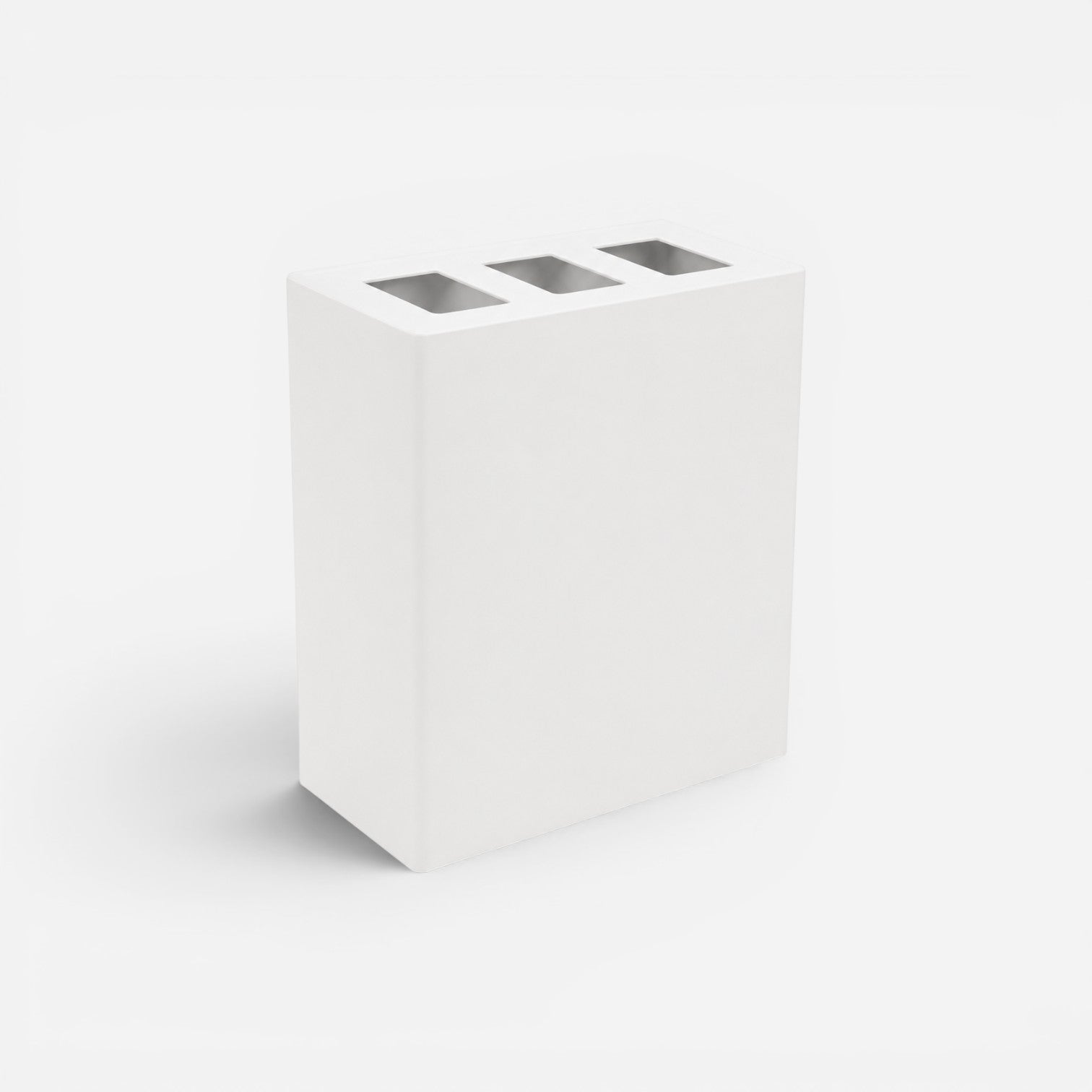 Addo Shop Maximo 150L white rectangular recycling bin with three top sorting compartments for waste management.