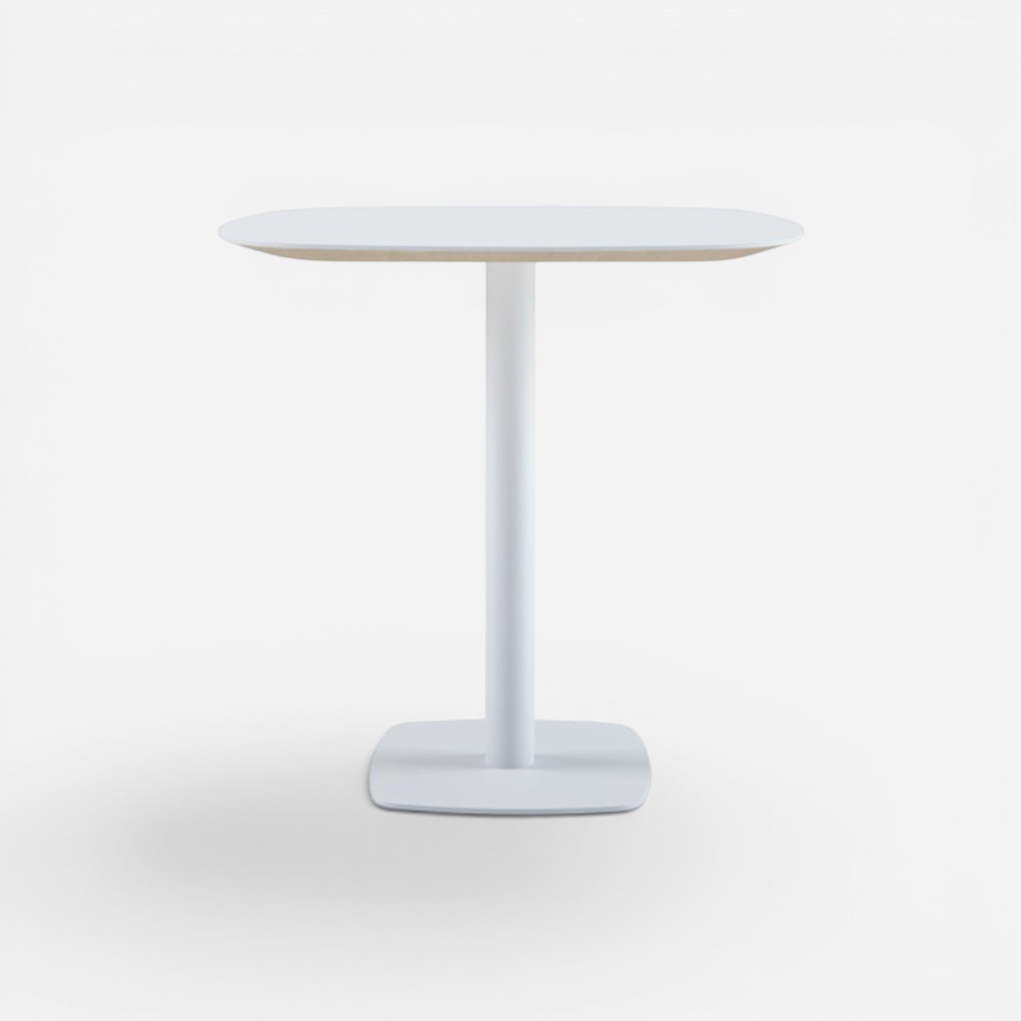 Addo Shop Miyu white laminate top table with painted metal base, 80x80cm square.