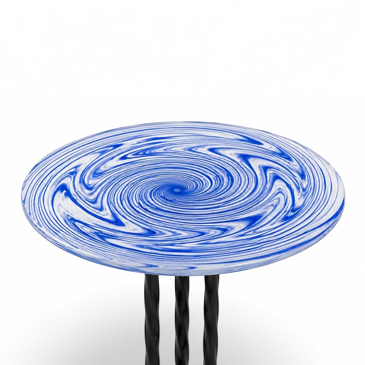 Addo Shop NAVIN duo coffee table set featuring a round top with a blue and white swirling marble pattern