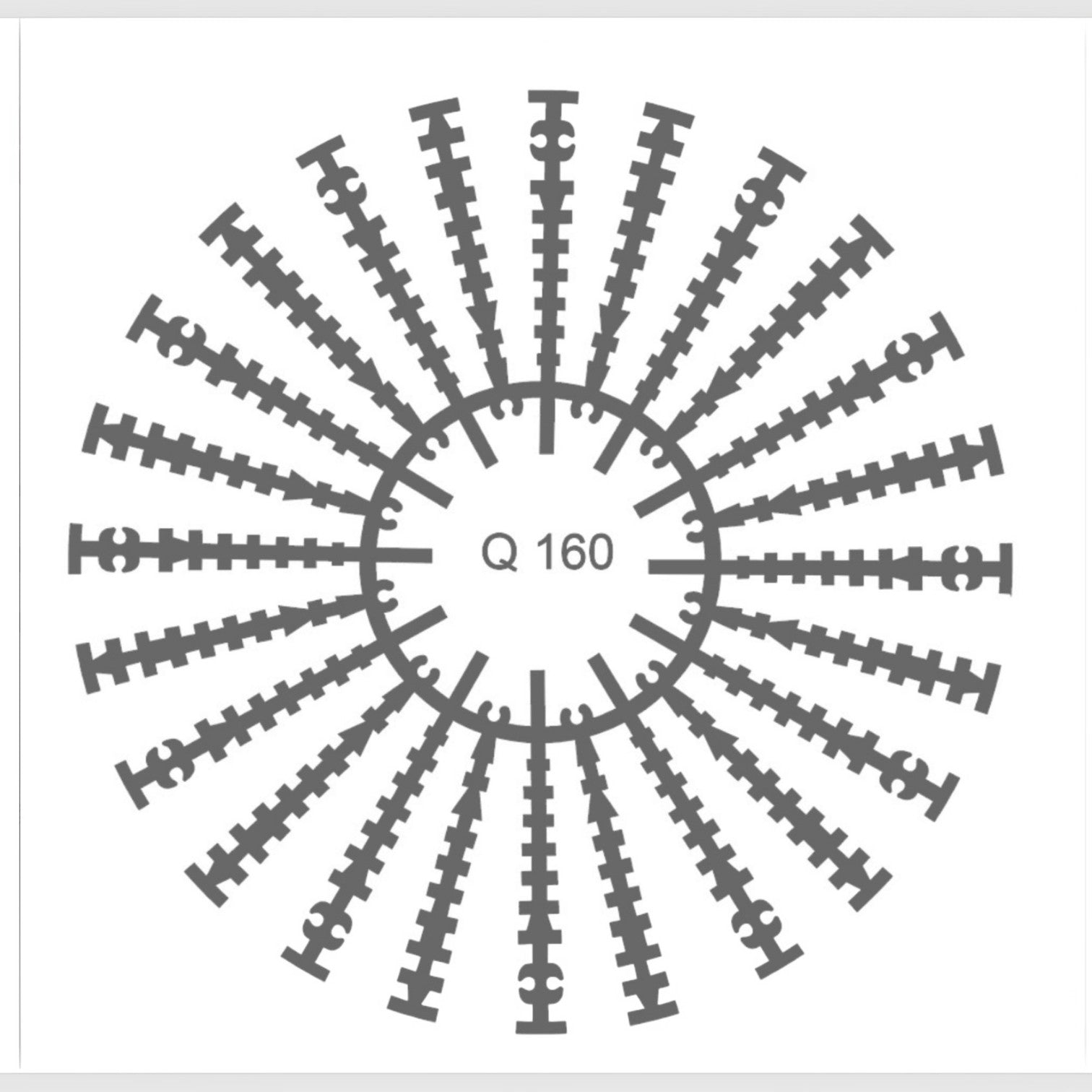 Addo Shop NE HALE Q 160 circular grey technical diagram with radial spokes and crossbar markings