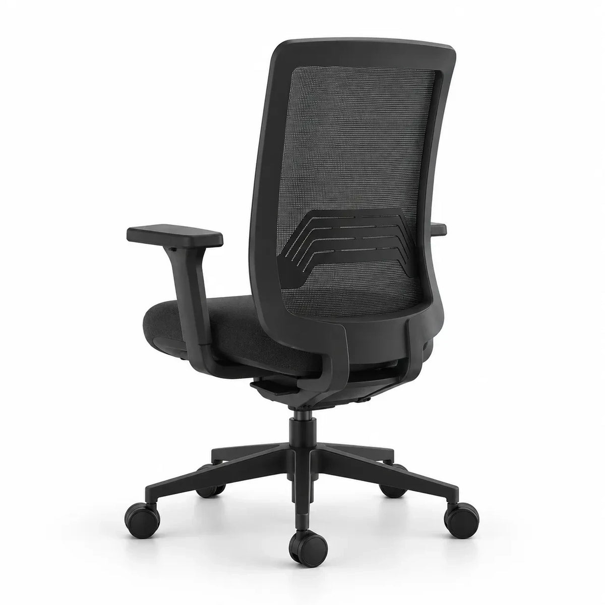 Addo Shop O-Live ergonomic office chair with black mesh backrest, adjustable armrests, and five-star base on wheels.