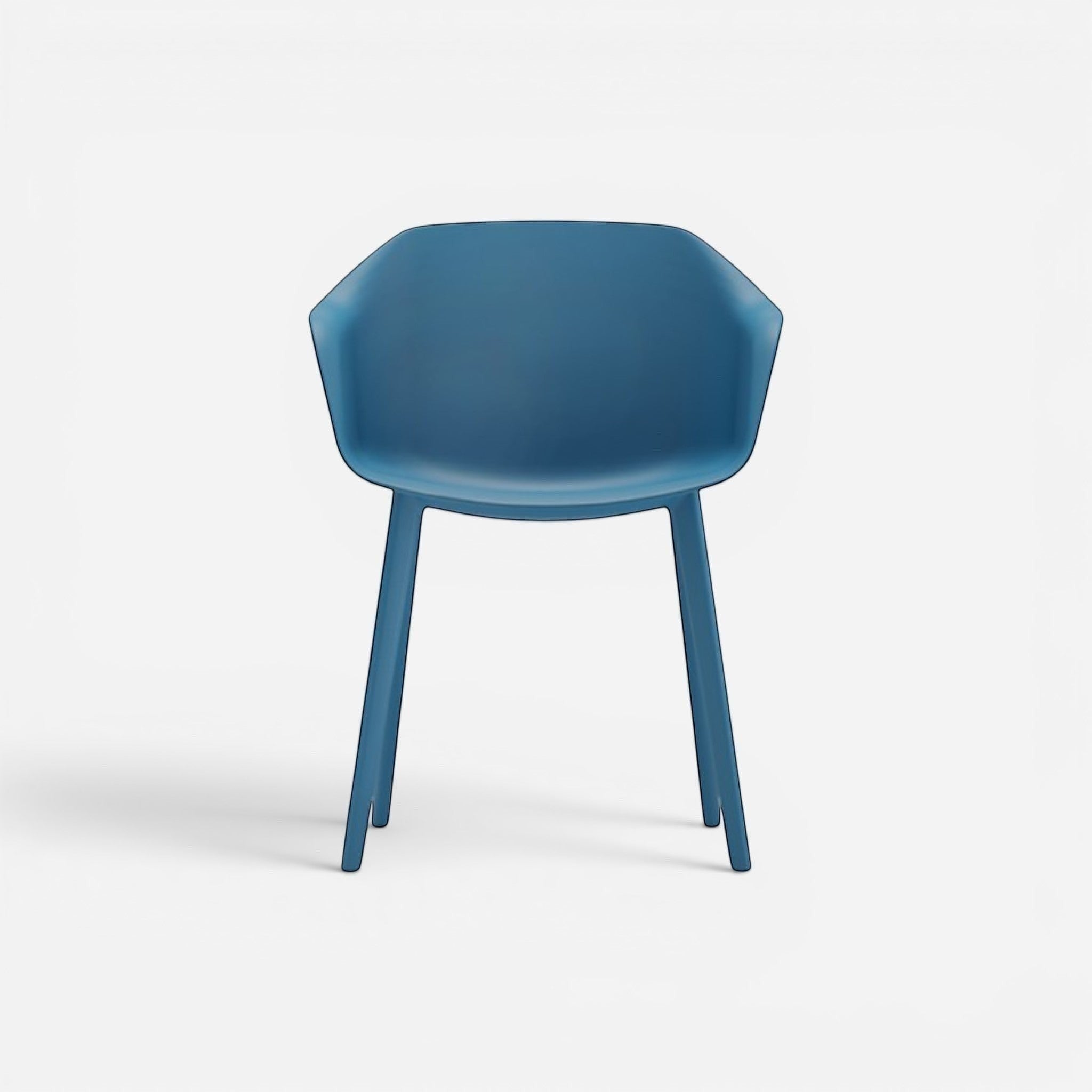 Addo Shop Payal blue plastic cafe chair with four legs and a curved back