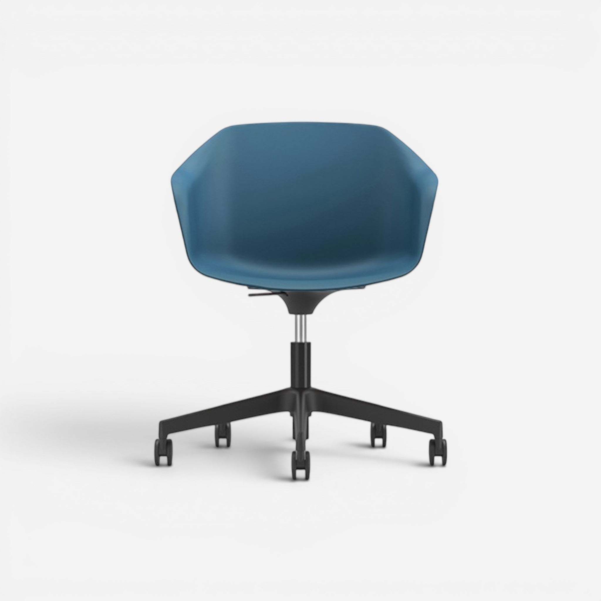 Addo Shop Payal blue plastic office chair with black base and wheels