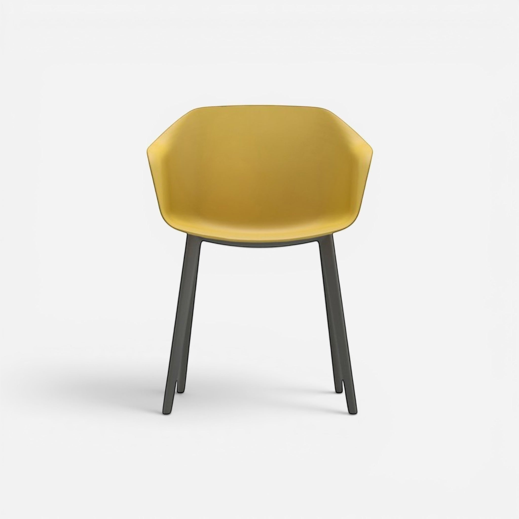 Addo Shop Payal yellow plastic chair with dark grey plastic legs, modern cafe style.