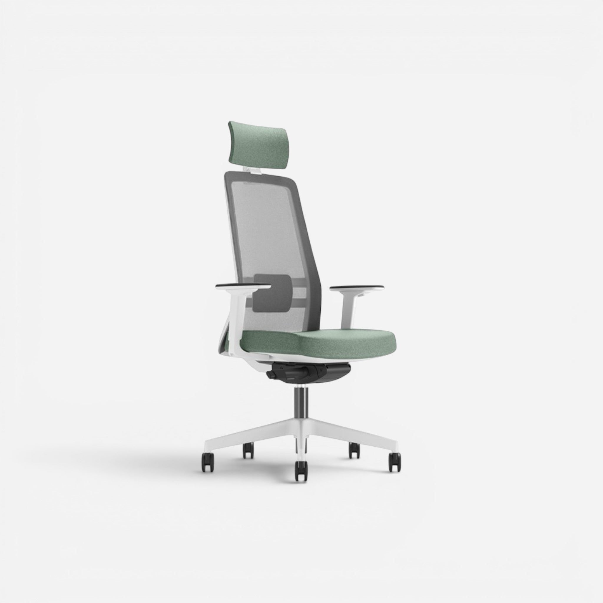 Addo Shop Raymond ergonomic office chair with green mesh back, green seat, and adjustable armrests.