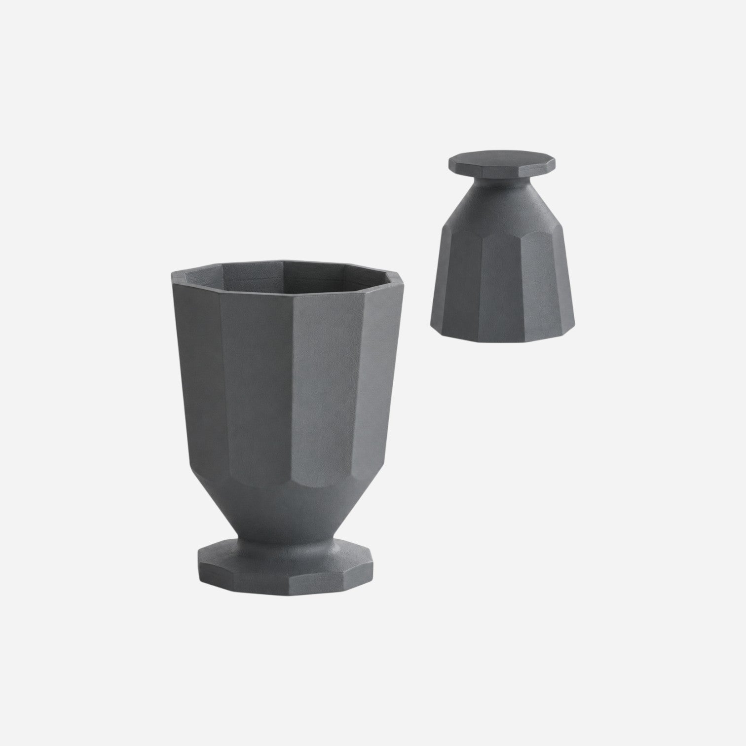 Addo Shop Caimi RECYCLED grey faceted pedestal planter for modern office and home decor