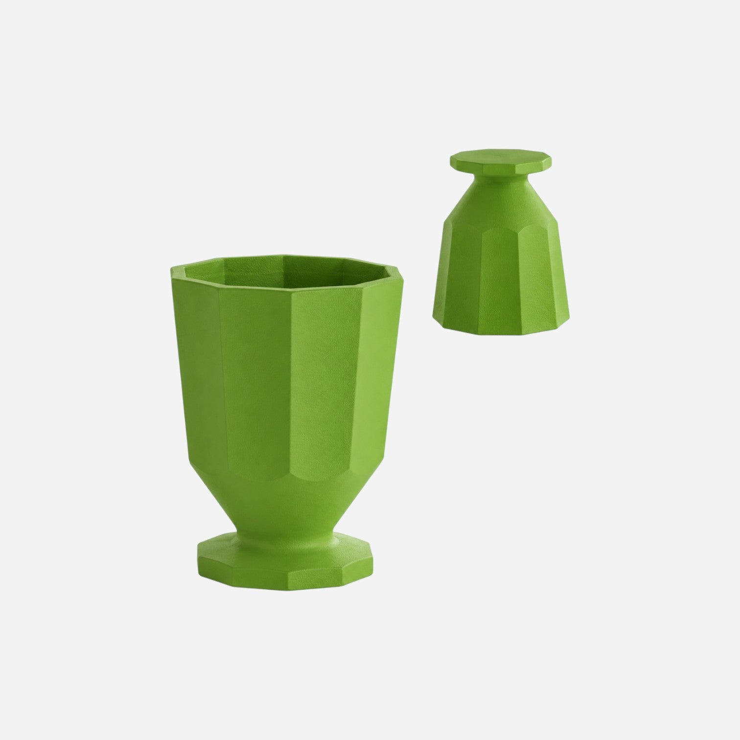 Addo Shop Caimi RECYCLED green faceted pedestal planter for modern office and home decor