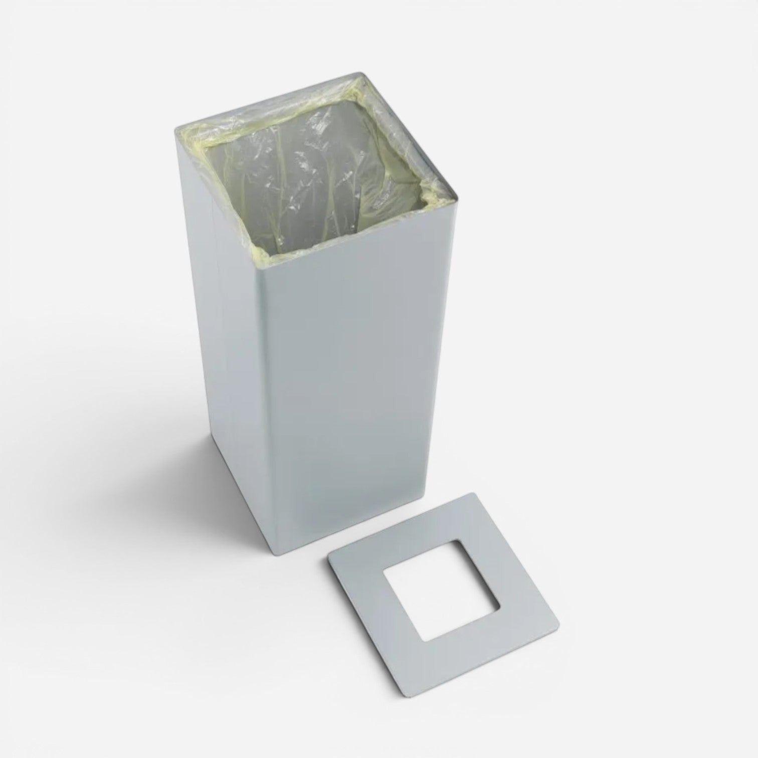Addo Shop Riciclo 100L grey metal recycling bin with a square opening lid and internal plastic liner
