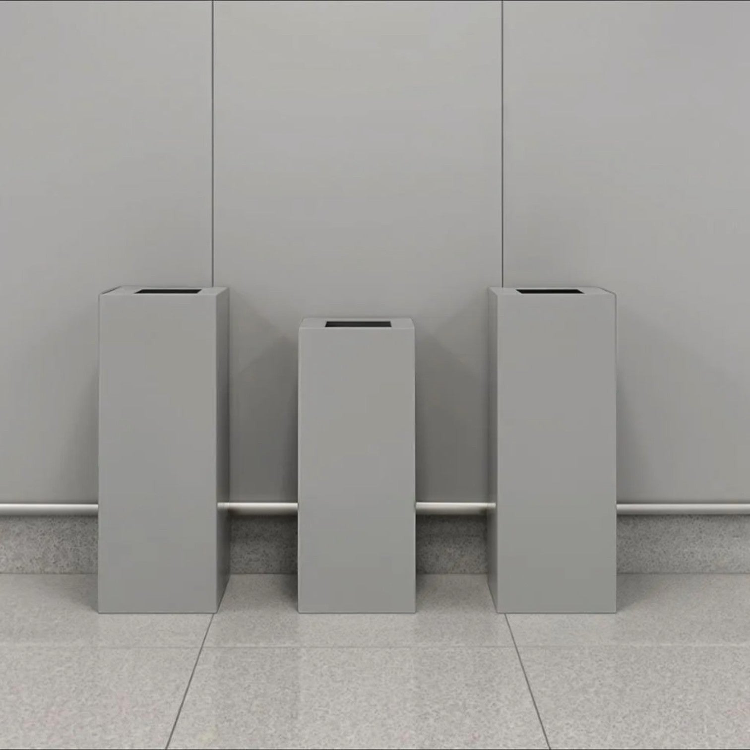 Addo Shop Riciclo 100L grey minimalist recycling bins with a sleek rectangular design for modern office spaces.