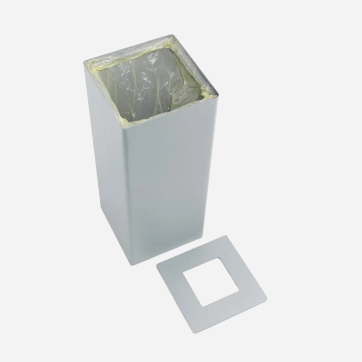 Addo Shop Riciclo 60L grey metal recycling bin with a square opening lid and internal plastic liner