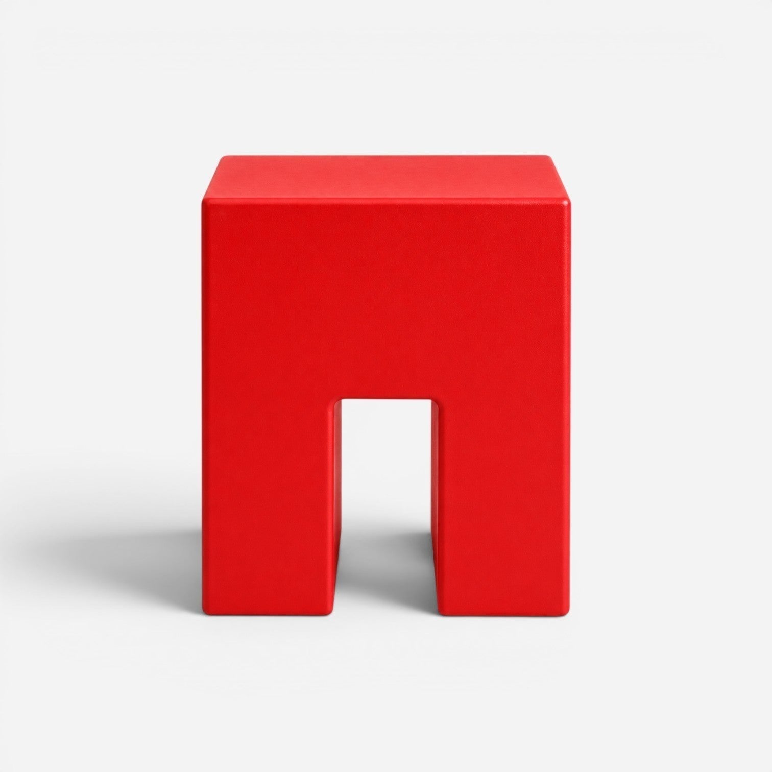 Addo Shop STILEMI Cube stool in vibrant red, featuring a minimalist geometric design and smooth matte finish.