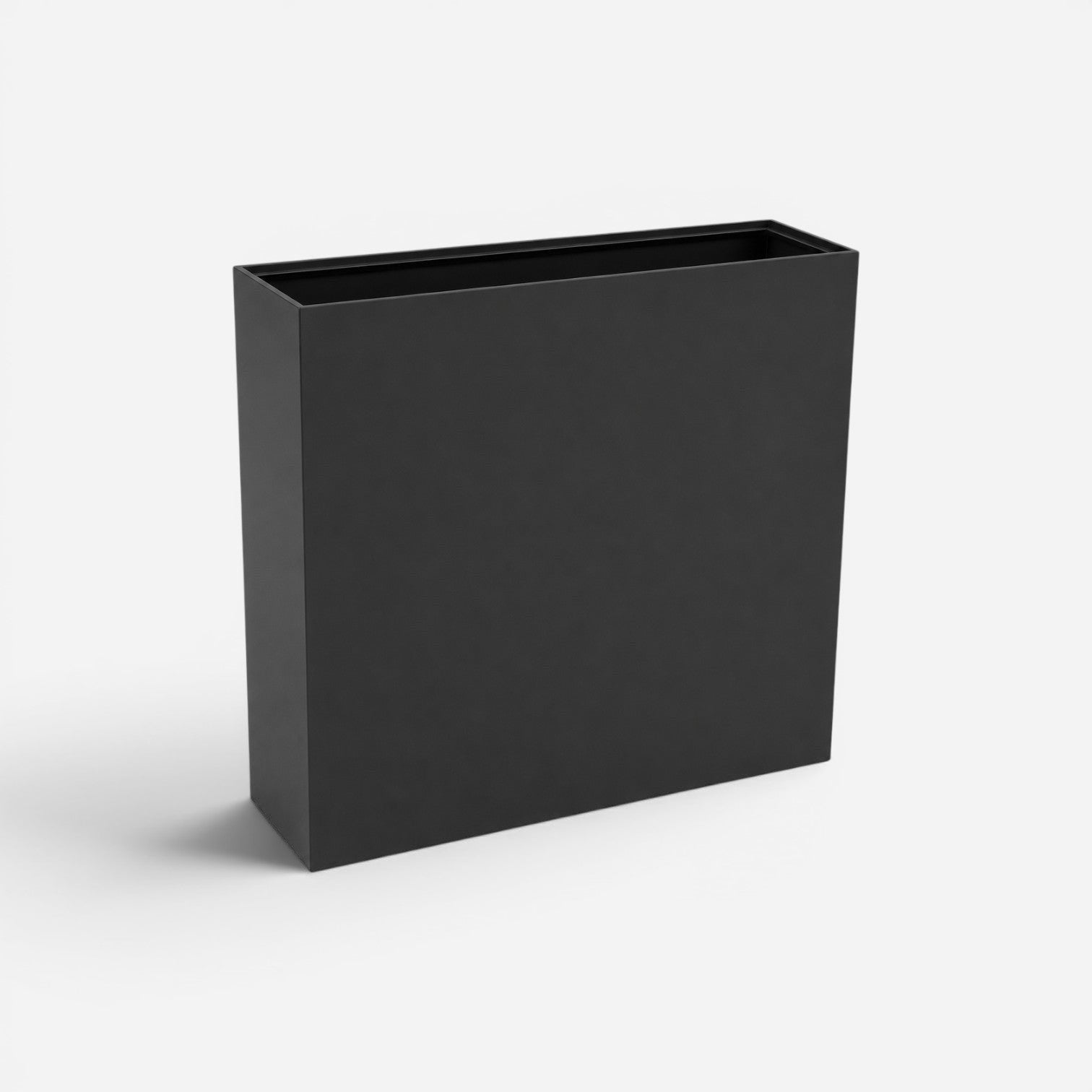 Addo Shop tall rectangular black metal planter for modern home decor, 80x23x80 cm.