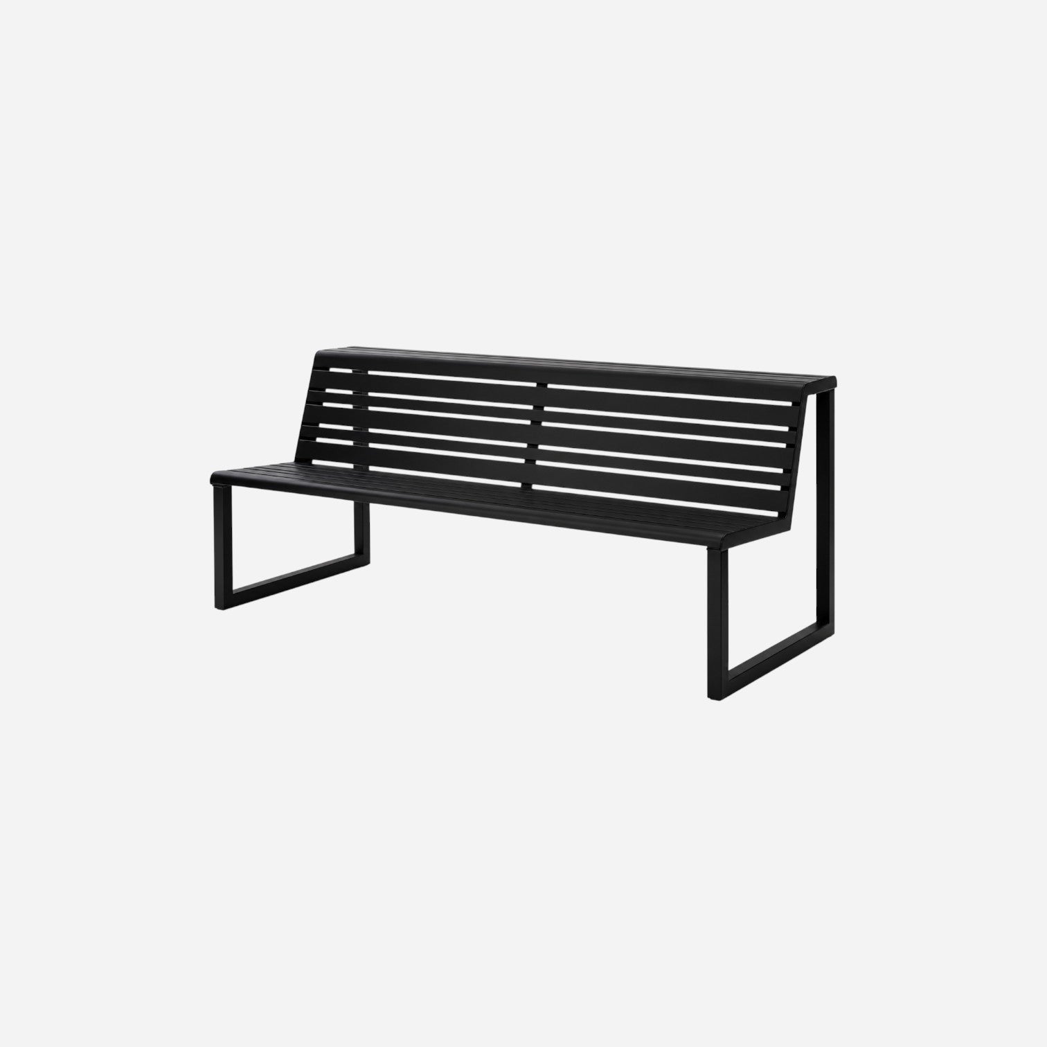 Addo Shop Ventiquattrore.h24 double seat bench in matte black with a slatted backrest and modern metal frame.