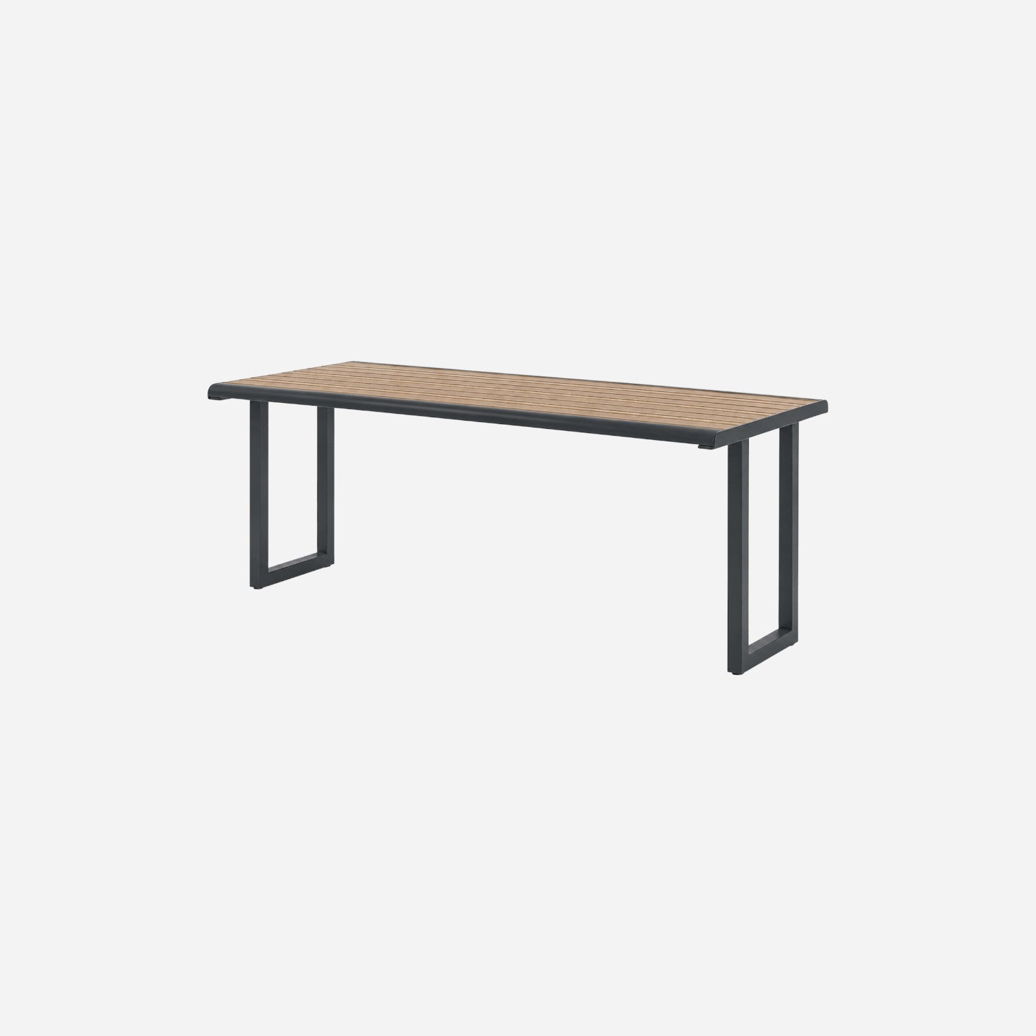 Addo Shop Ventiquattrore.h24 rectangular dining table with a slatted wood top and black metal frame