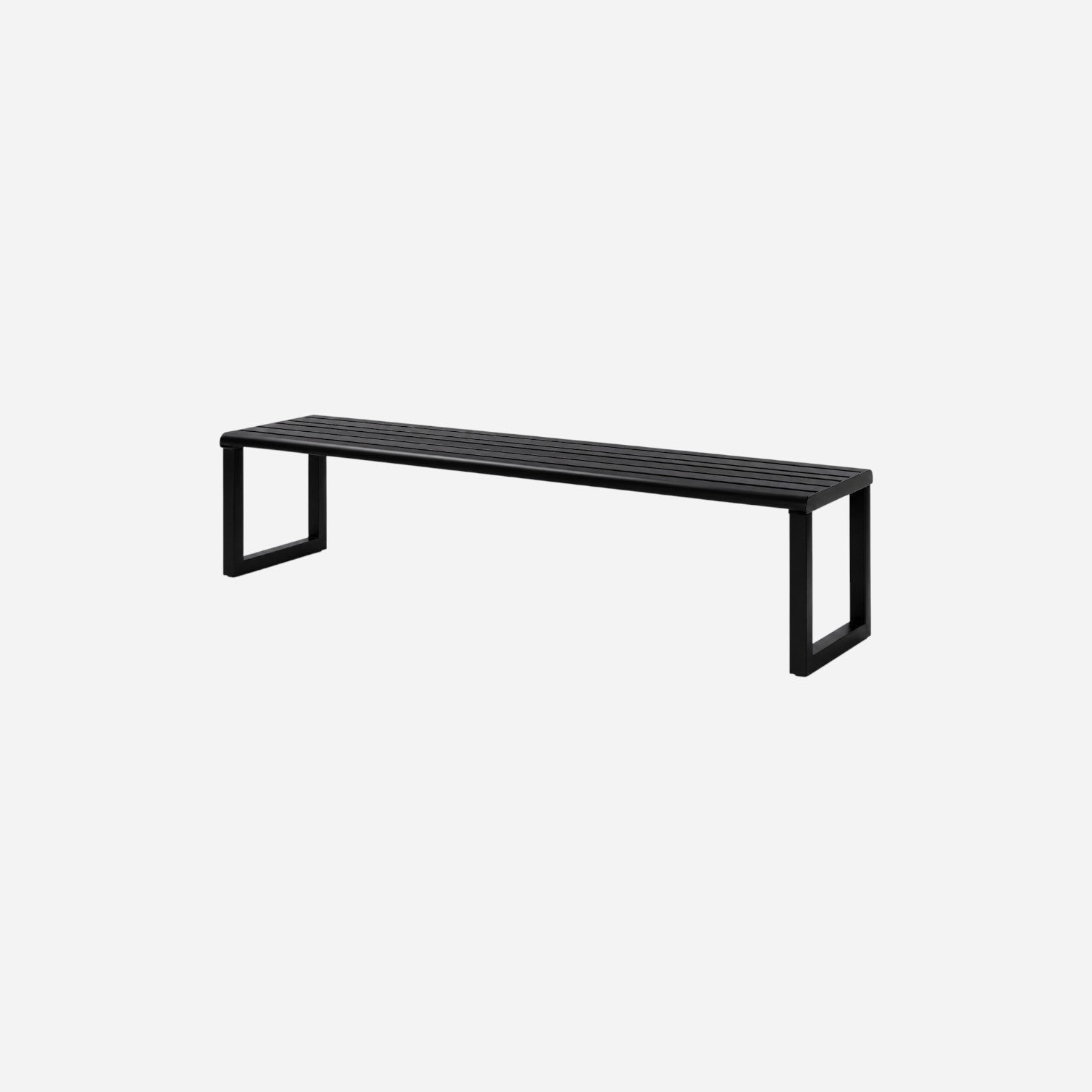 Addo Shop Ventiquattrore.h24 flat bench in black with a minimalist slatted design and sturdy metal frame.