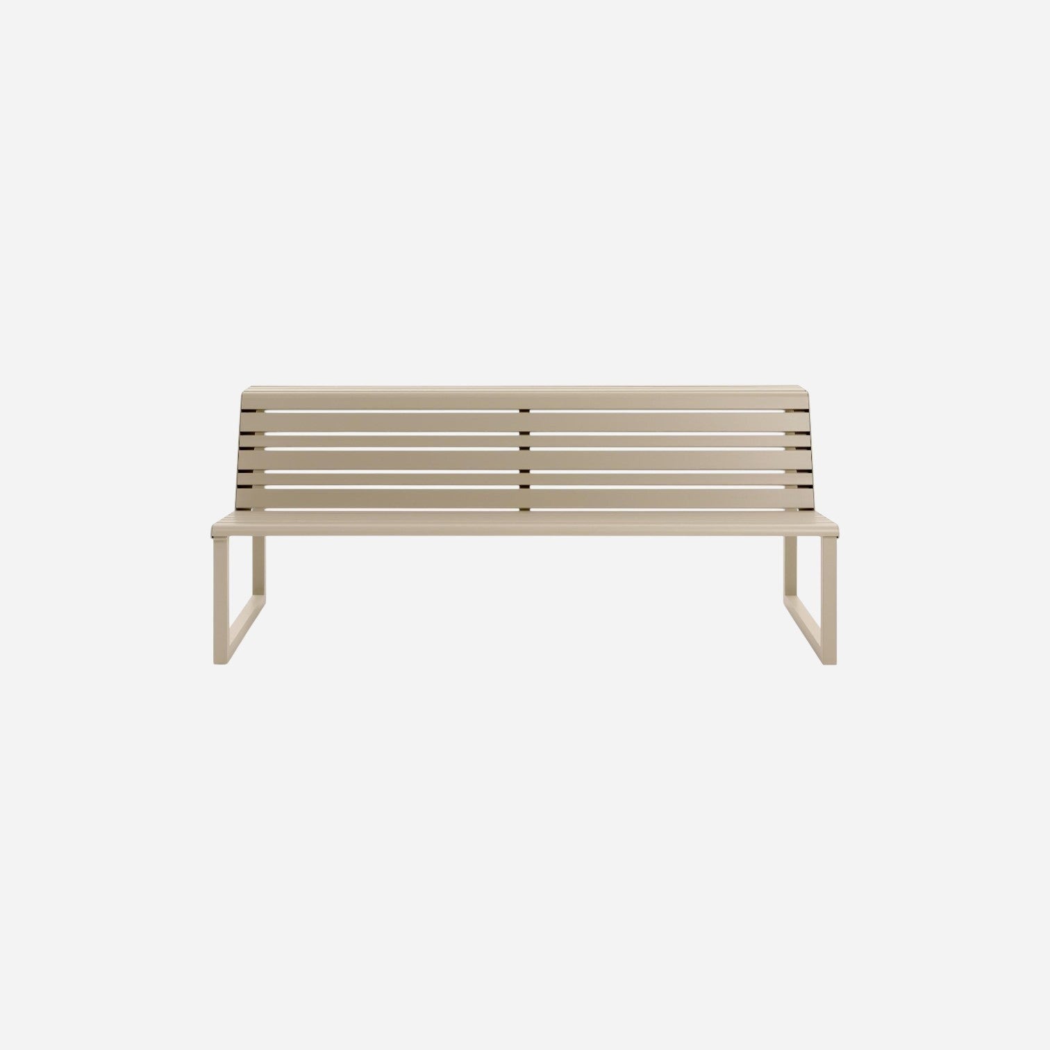 Addo Shop Ventiquattrore.h24 beige metal double seat bench with a slatted backrest for outdoor or indoor use.