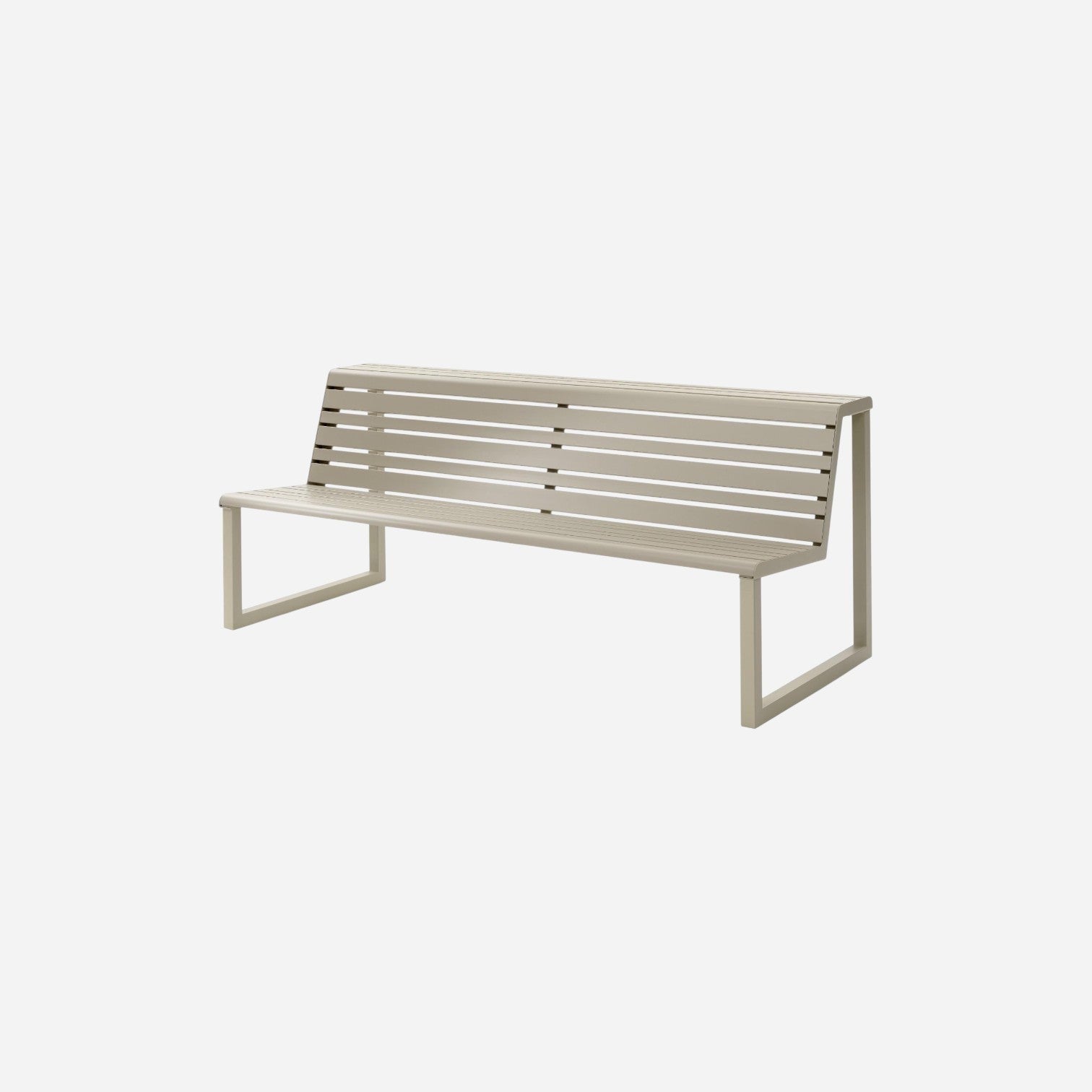 Addo Shop Ventiquattrore.h24 double seat bench in beige with a modern slatted metal design and backrest.
