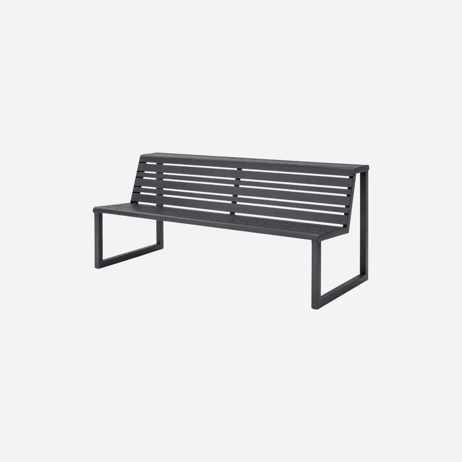 Addo Shop Ventiquattrore.h24 double seat bench in matte black with a slatted backrest and modern metal frame.