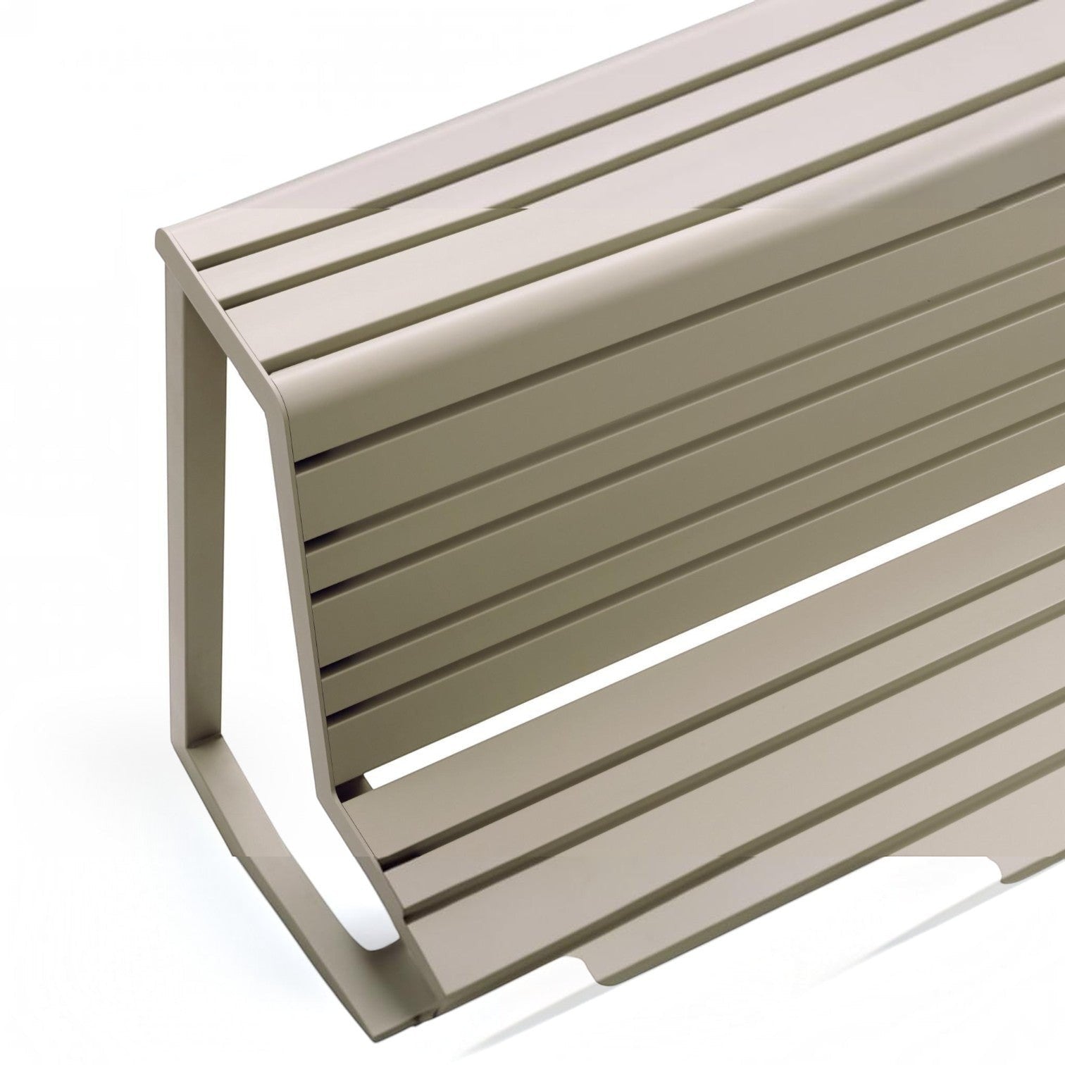 Addo Shop Ventiquattrore.h24 double seat bench in beige with a modern slatted metal backrest and frame.